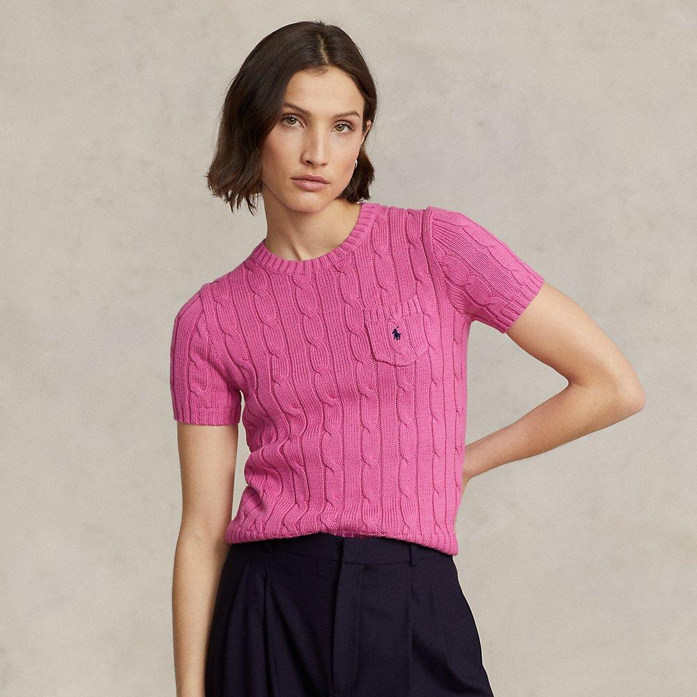 Polo Ralph Lauren Cable-knit Cotton Short-sleeve Sweater in Pink