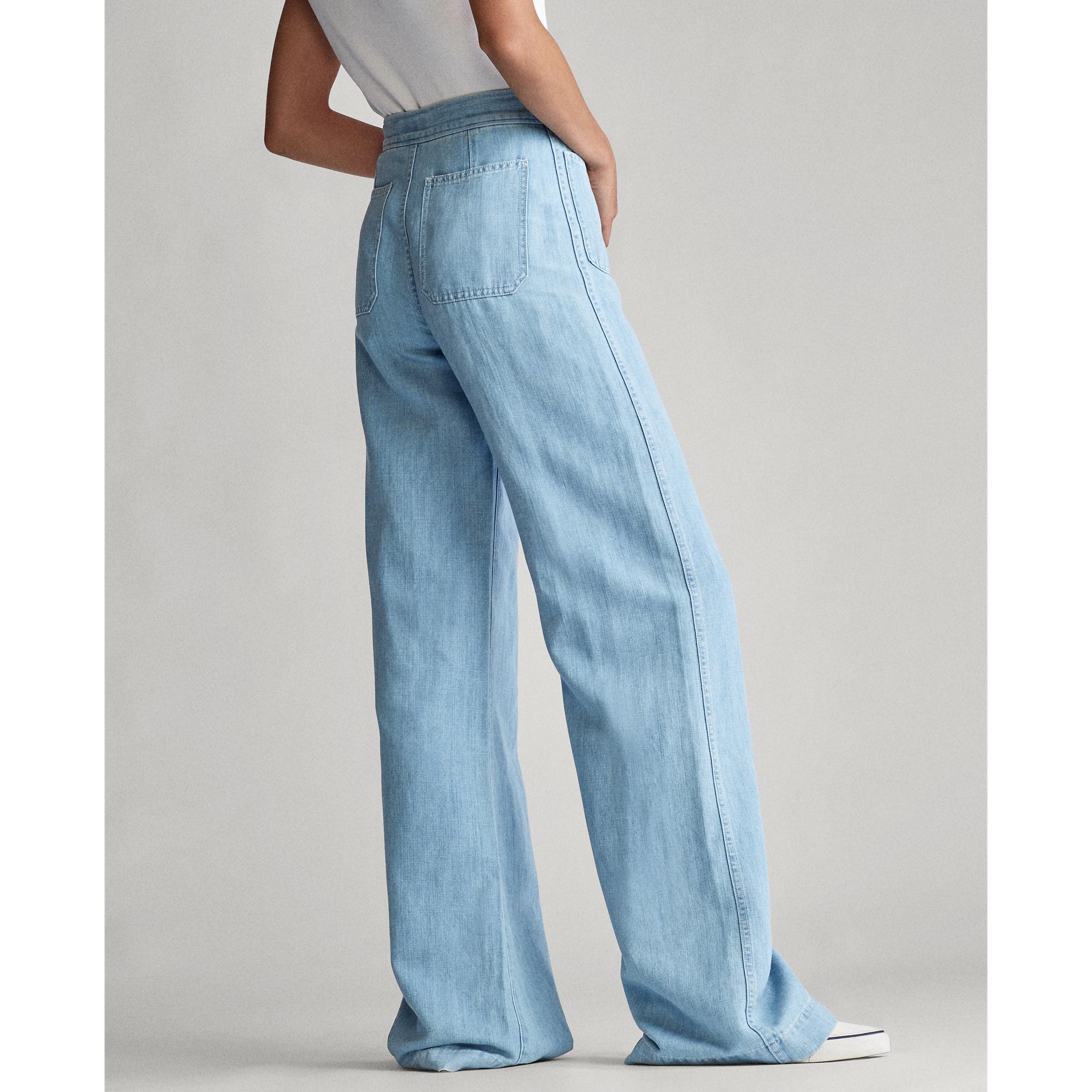 Lauren Ralph Lauren Mid-rise Wide-leg Jean Woman Cotton Jeans Blue 4