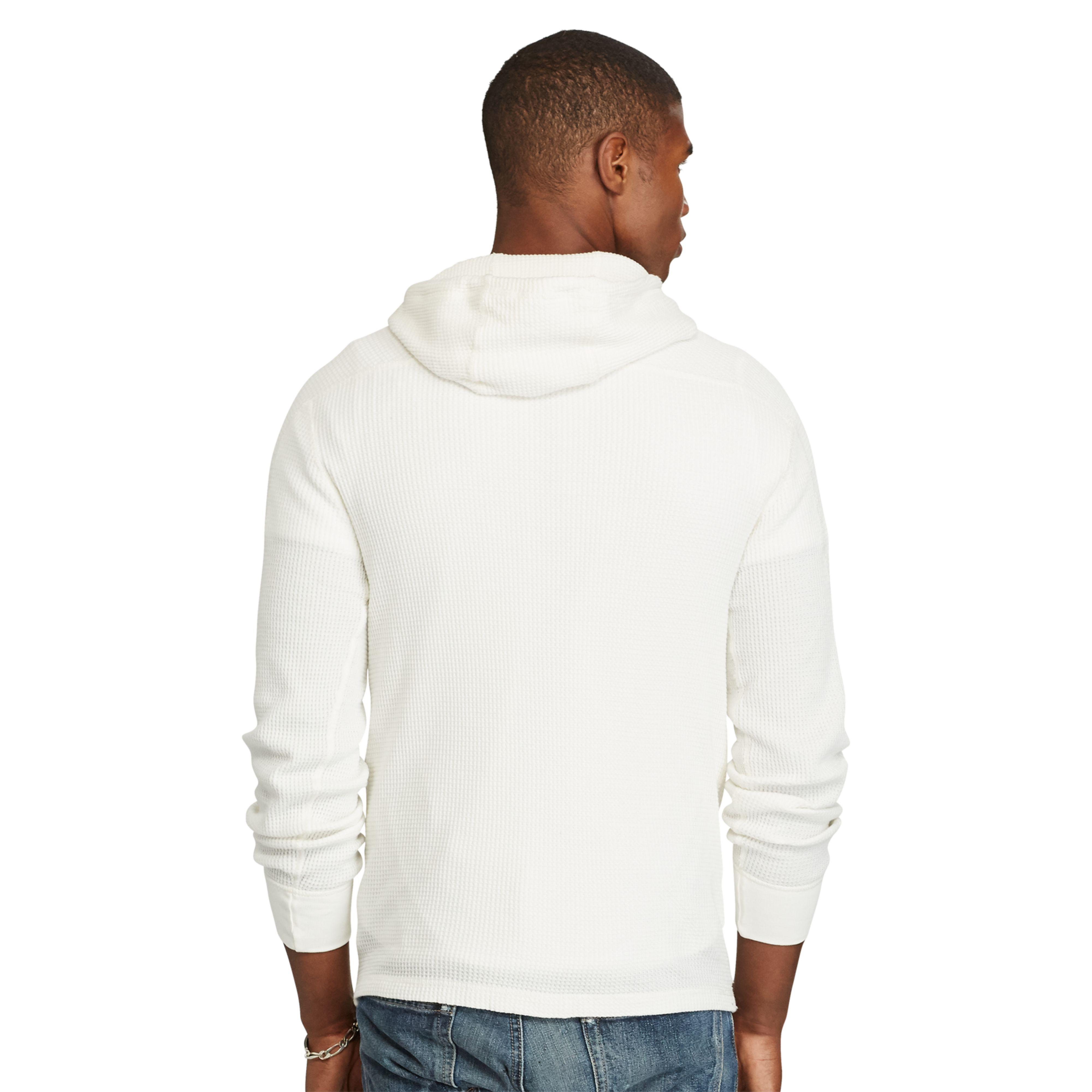 Polo Ralph Lauren Waffle-knit Cotton Hoodie in White for Men - Lyst