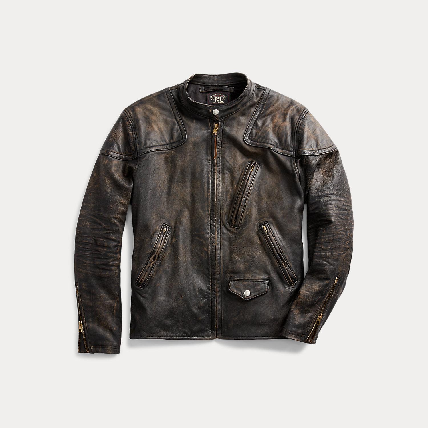 【極美品】RRL Slim Fit Leather Moto Jacket M RRL Slim Fit Leather Moto Jacket in Black for Men | Lyst