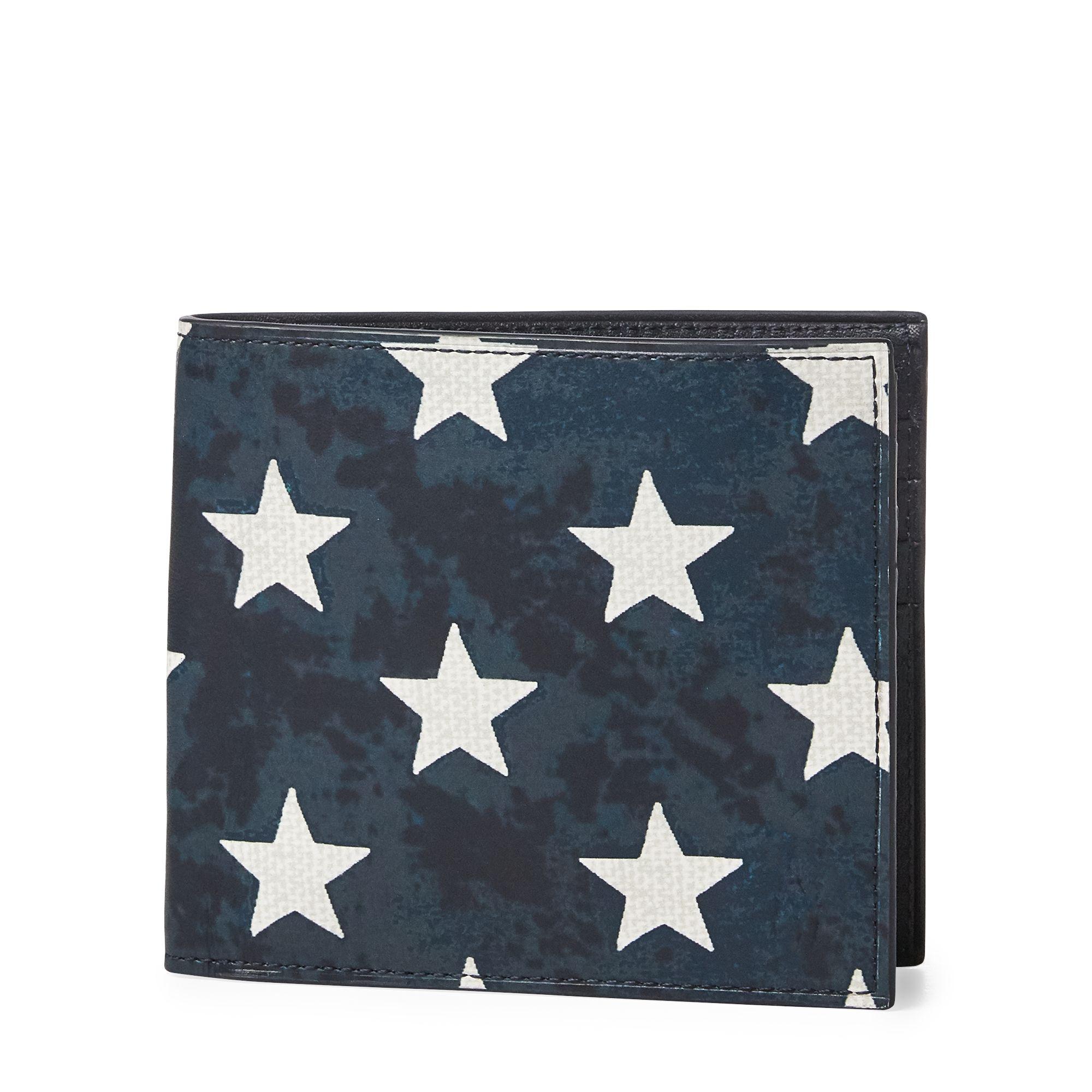 Polo Ralph Lauren Star-spangled Leather Wallet in Navy/White (Blue 