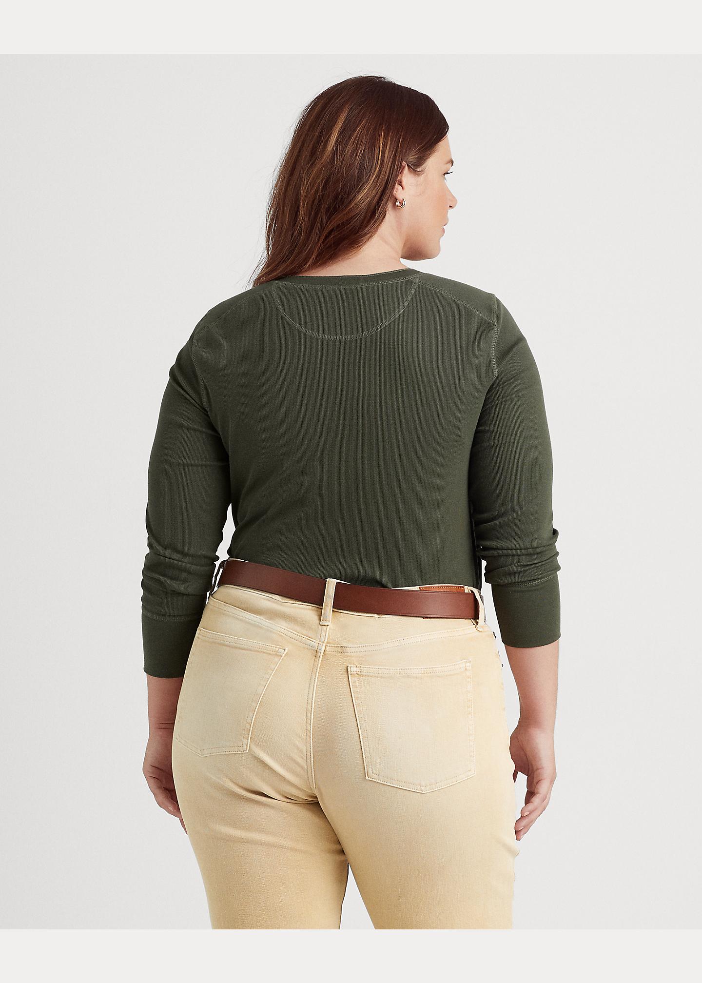 Ralph Lauren Stretch Cotton Henley Top in Green