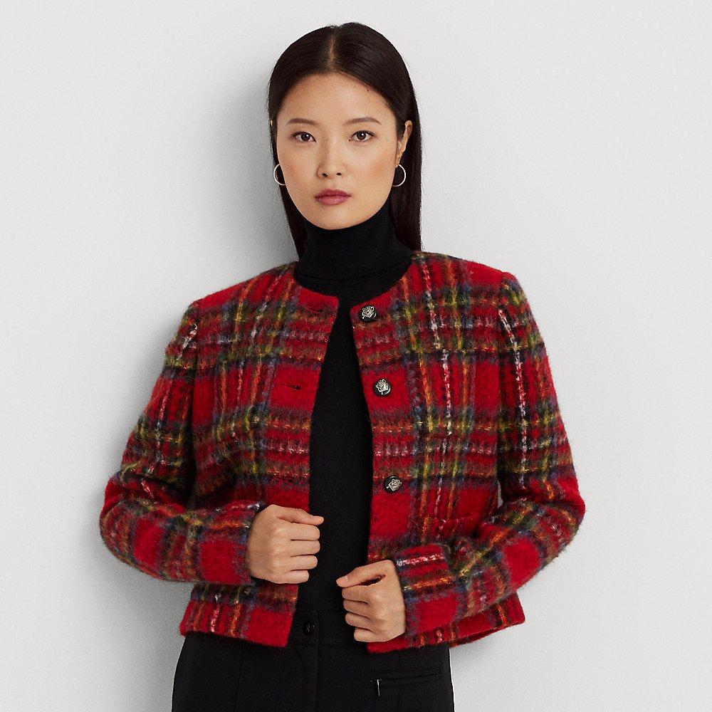 Ralph Lauren Ralph Lauren Plaid Mohair Cropped Jacket in Red Lyst UK