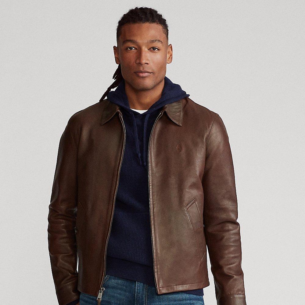Polo Ralph Lauren Lambskin Leather Jacket in Brown for Men | Lyst