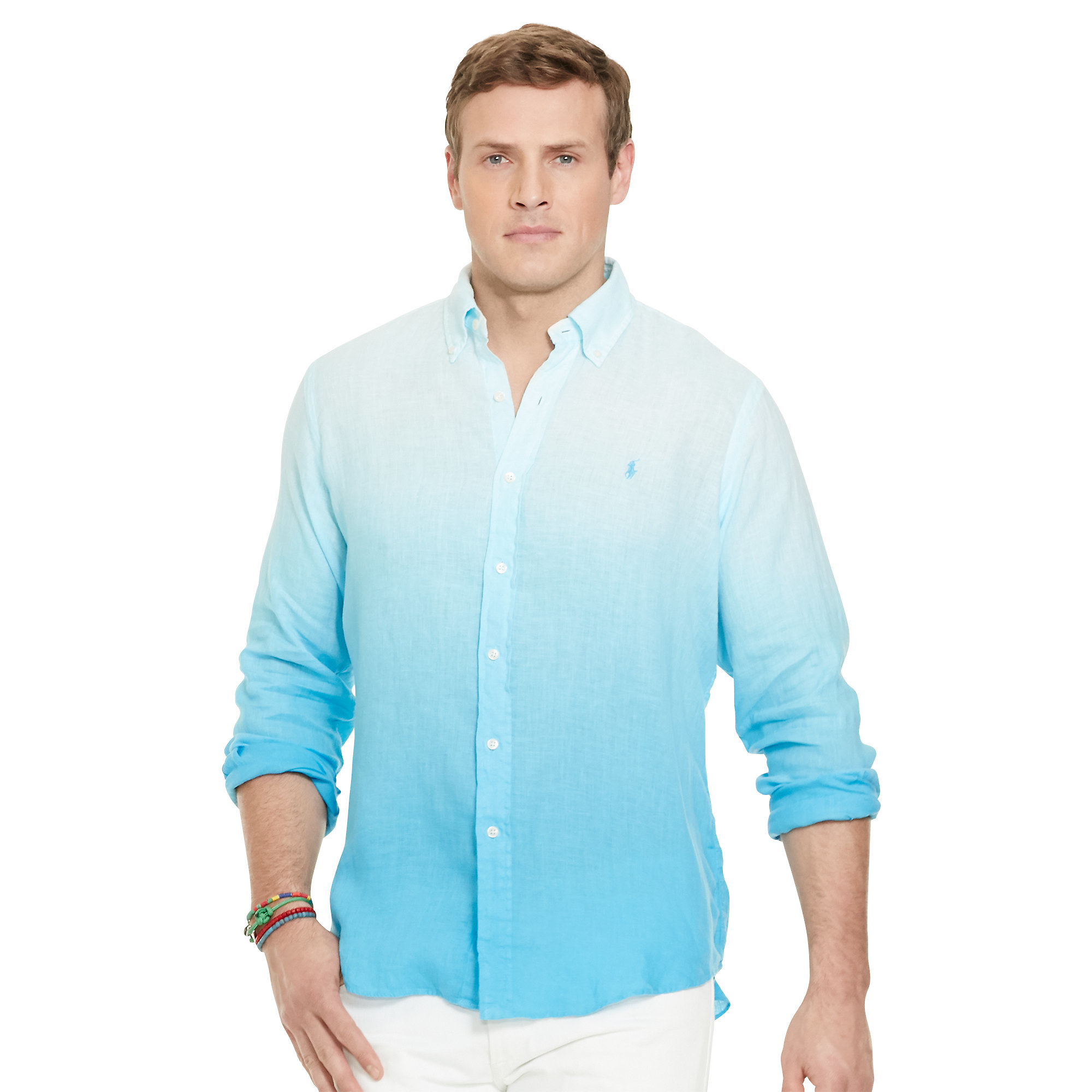 Pink Pony Ombré Linen Sport Shirt in Blue for Men | Lyst