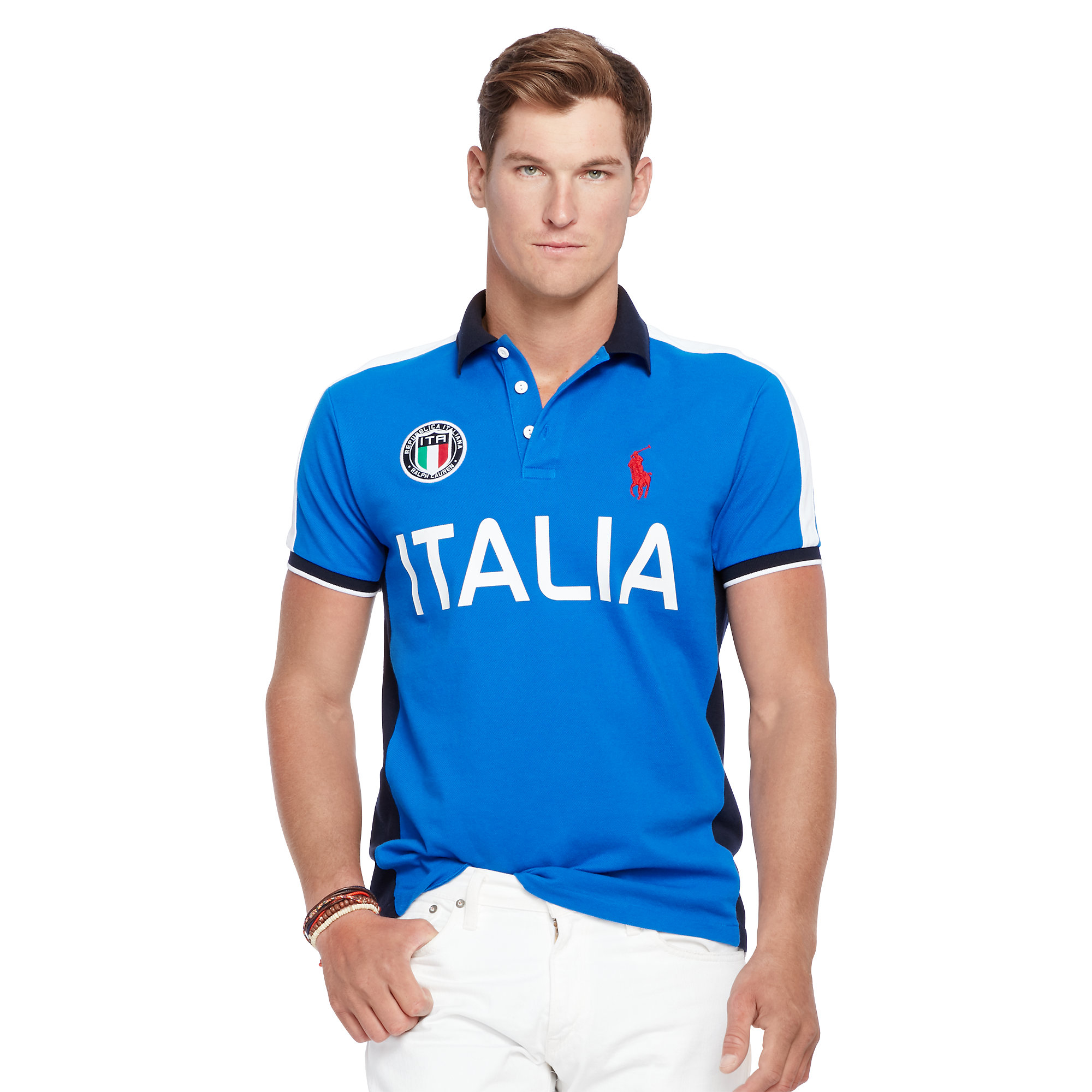 Polo Ralph Lauren Cotton Custom-fit Italia Polo Shirt in Blue for Men | Lyst