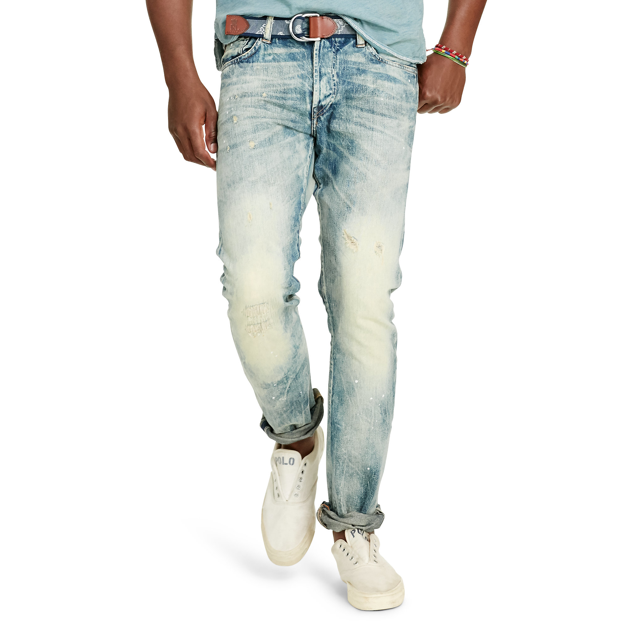 Polo Ralph Lauren Leather Varick Slim Straight Jean in Blue for Men - Lyst
