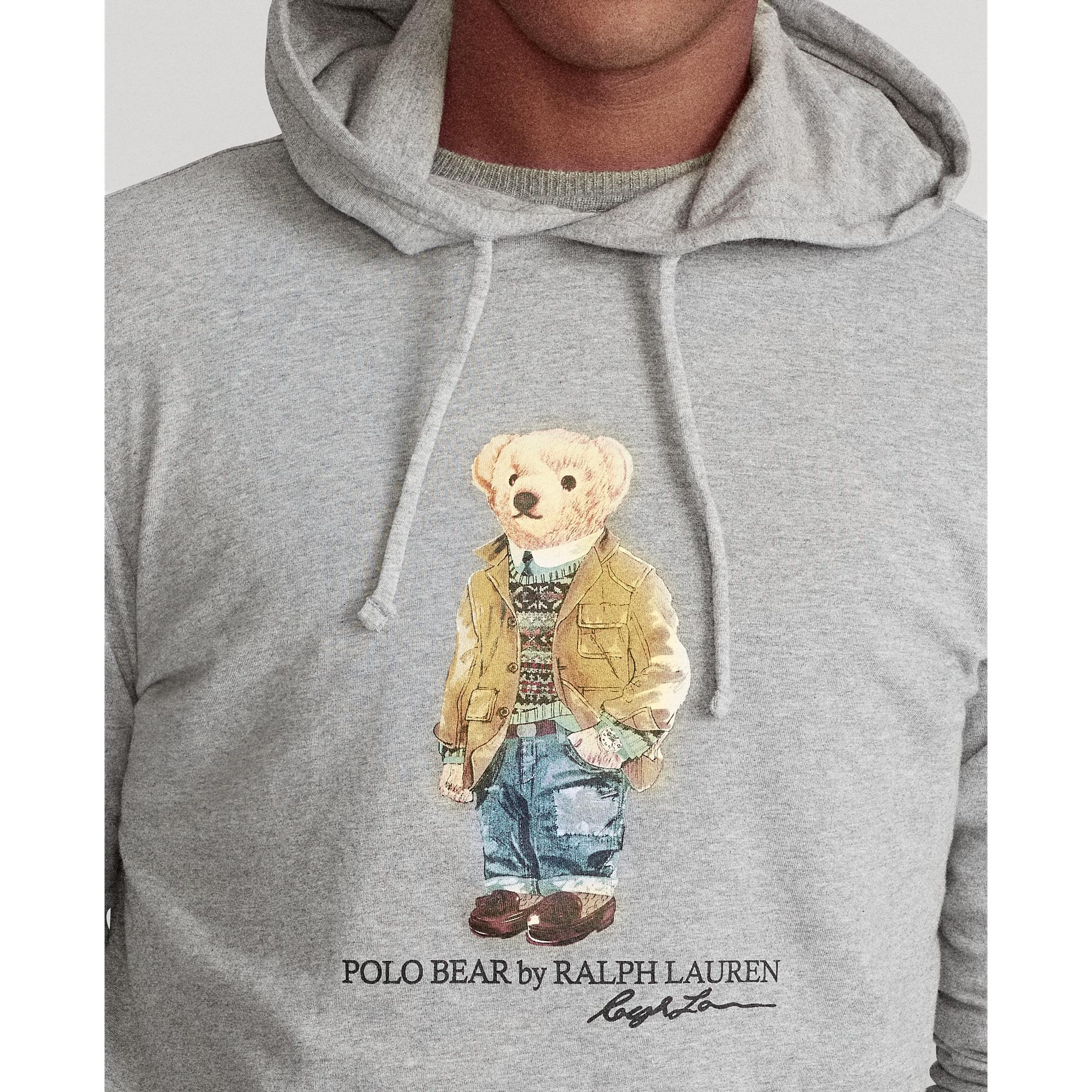 Ralph Lauren Cotton Polo Bear Jersey Hooded T-shirt in Gray for Men - Lyst