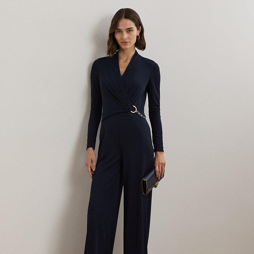オールインワン・サロペット LAUREN RALPH LAUREN Woman Jumpsuits Navy 253909456 002 NWT Lauren Ralph Lauren Short-Sleeve Lace Belted Full-Length