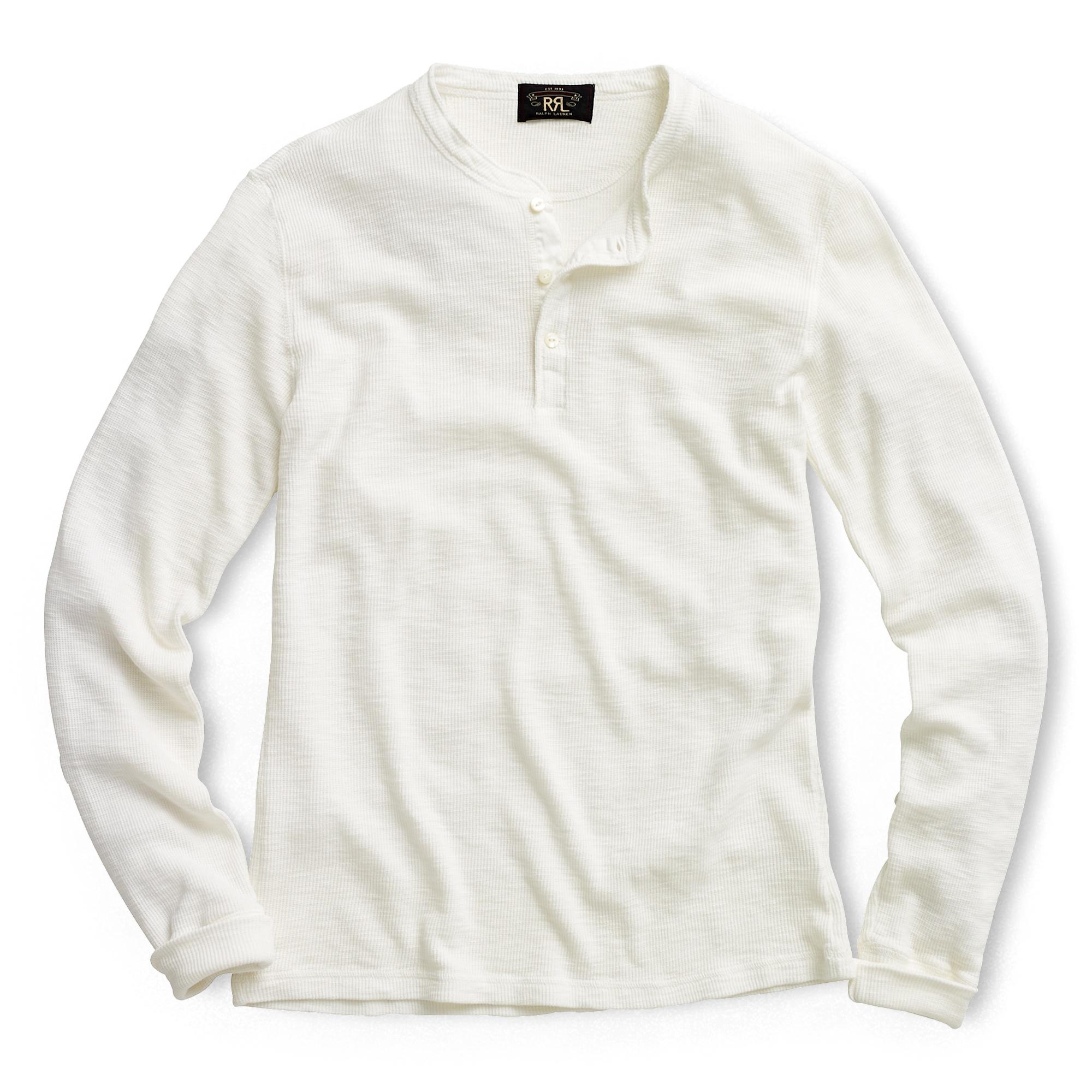 RRL Cotton Long-sleeved Waffle Henley in White for Men | Lyst
