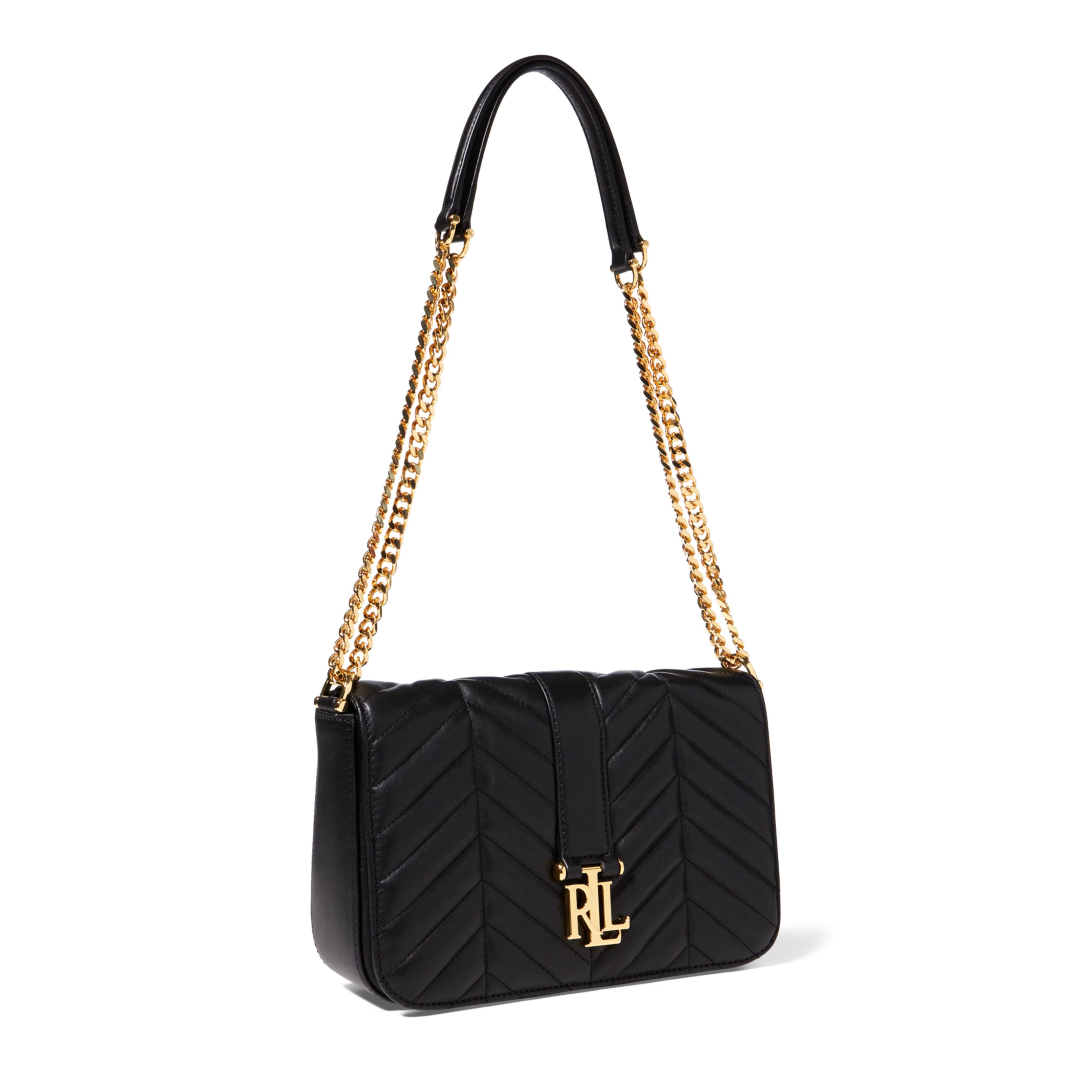 Ralph Lauren Leather Quilted Brenda Shoulder Bag in Black | Lyst