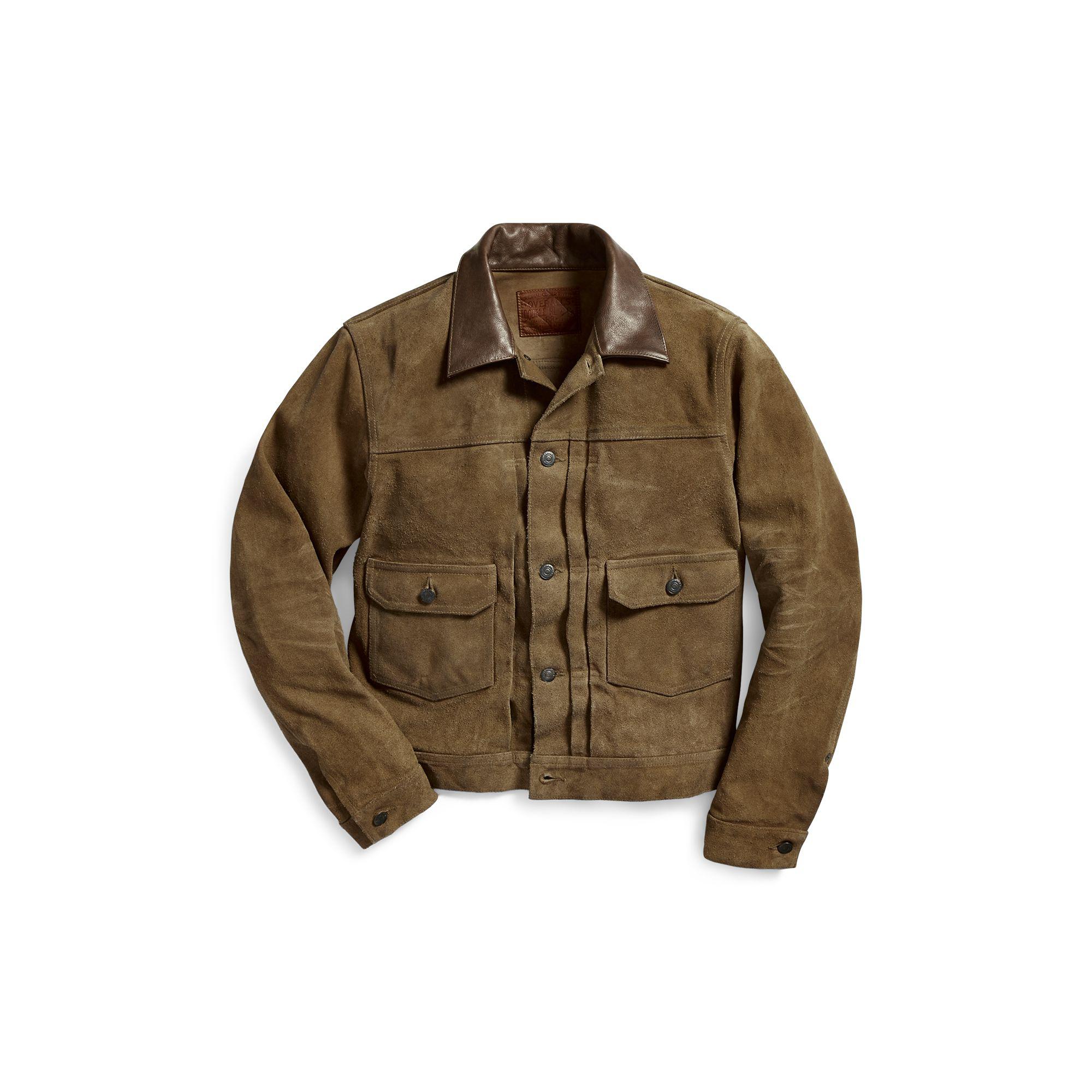 RRL Roughout-suede Jacket in Tan (Brown) for Men - Lyst