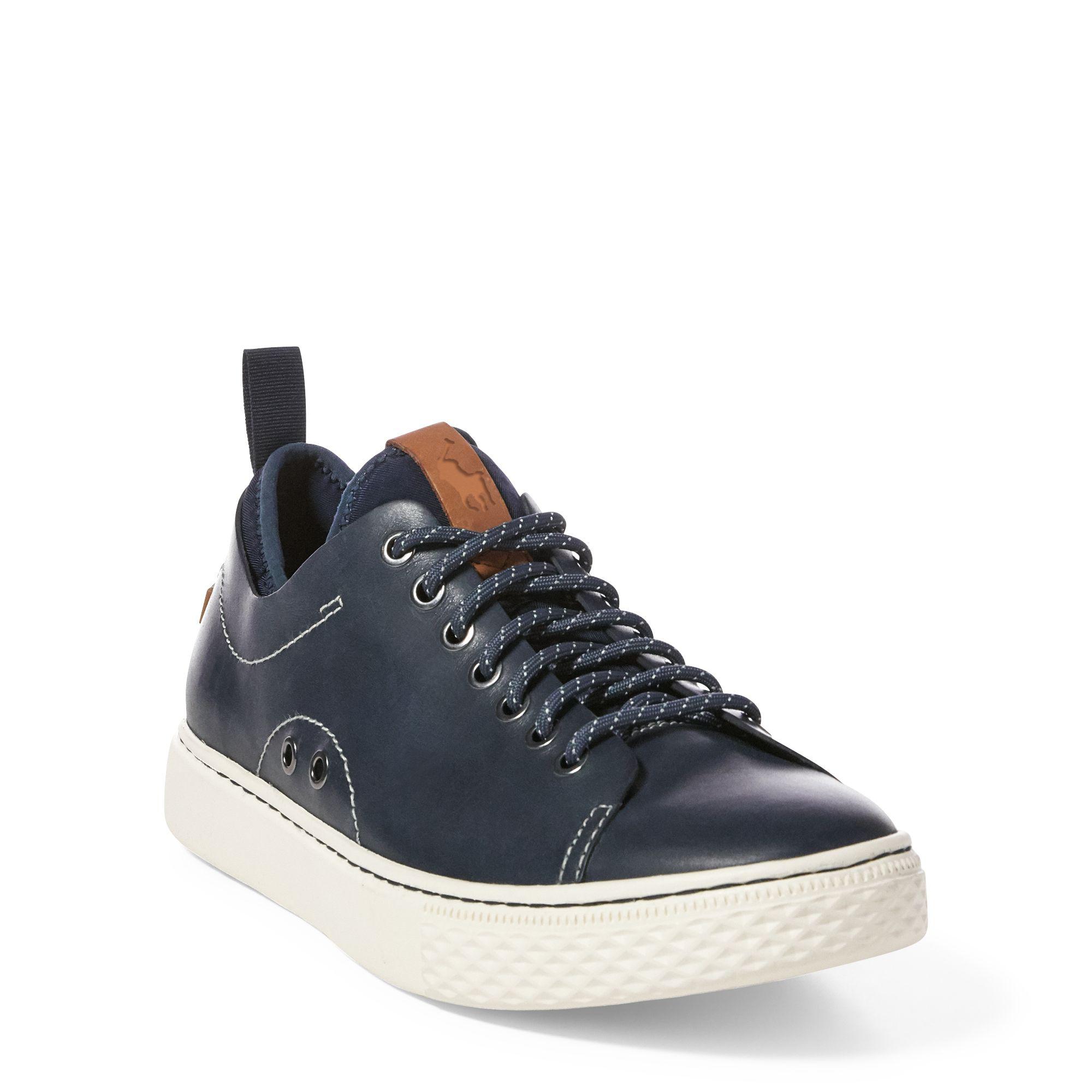 Polo Ralph Lauren Dunovin Leather Trainer in Blue for Men | Lyst