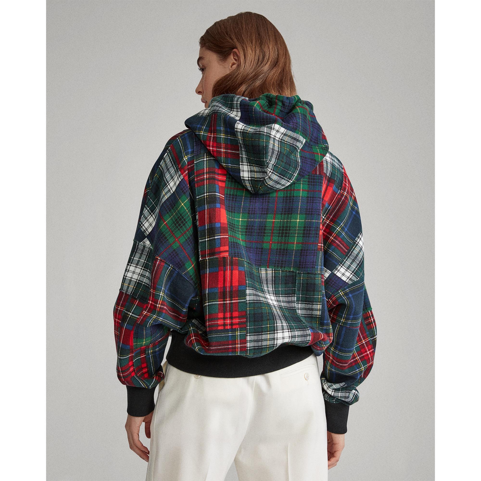 Ralph Lauren Plaid Patchwork Fleece Hoodie Lyst UK