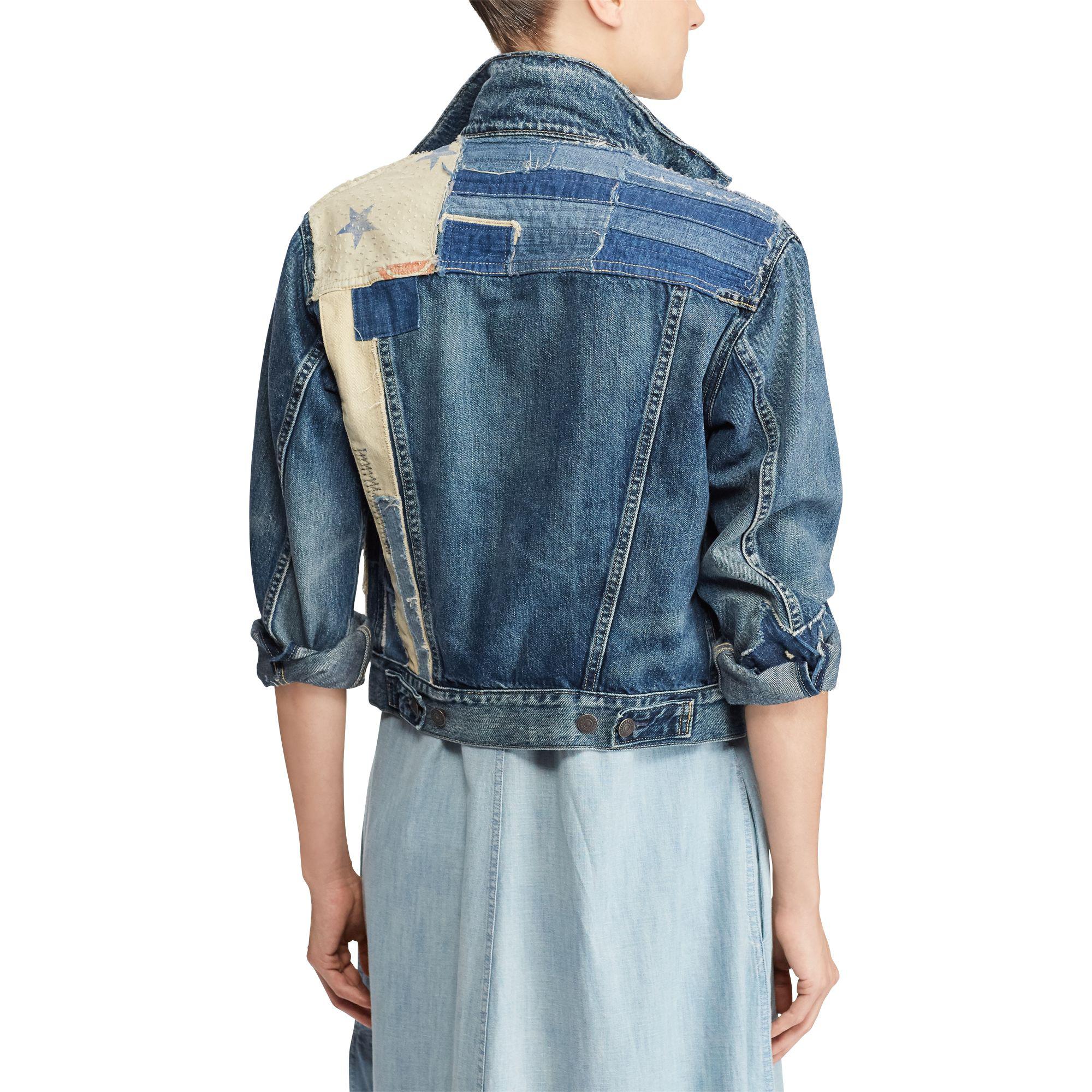 Polo Ralph Lauren Patchwork Denim Trucker Jacket in Blue | Lyst