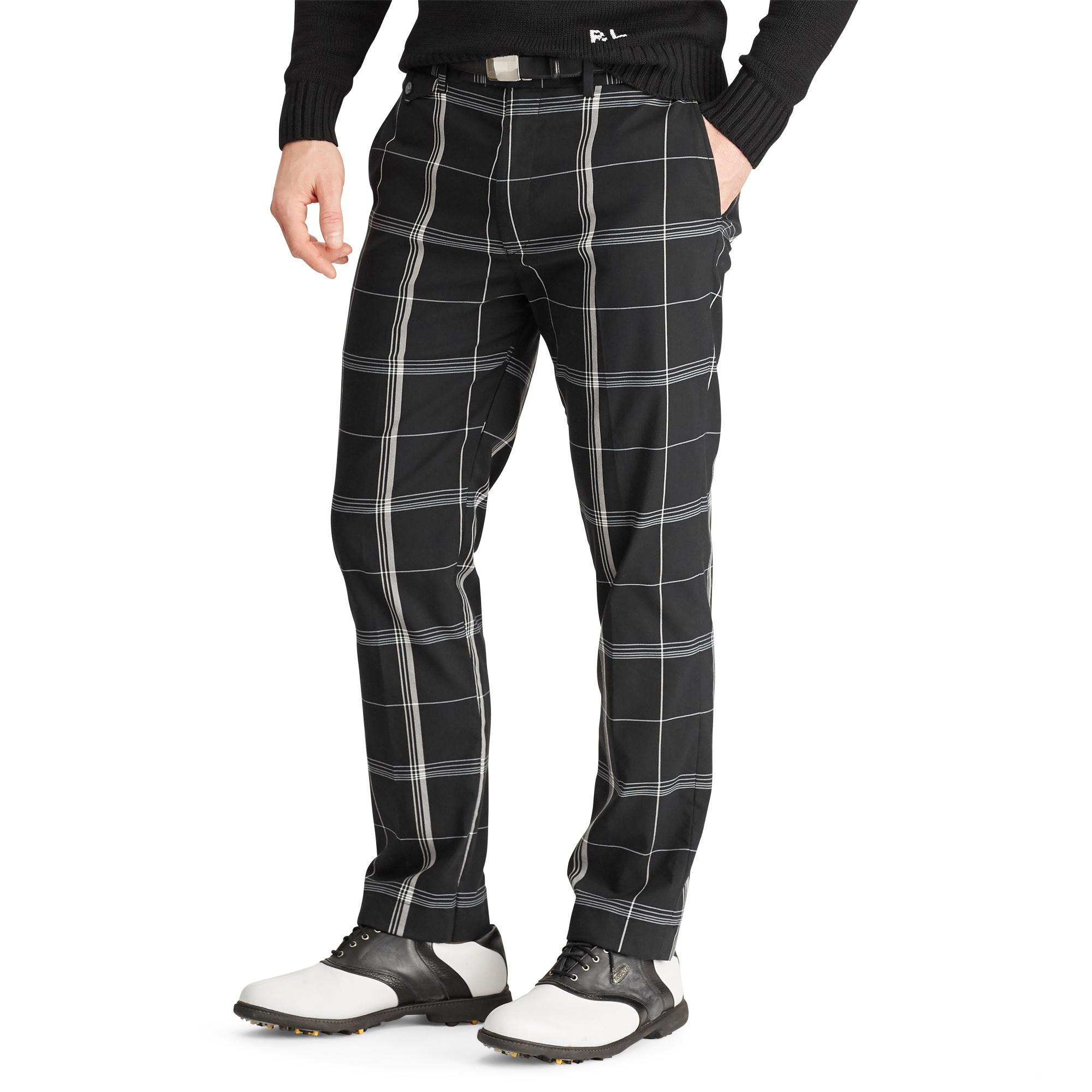 Ralph Lauren Cotton Tailored Fit Plaid Golf Pant in Black for Men - Lyst