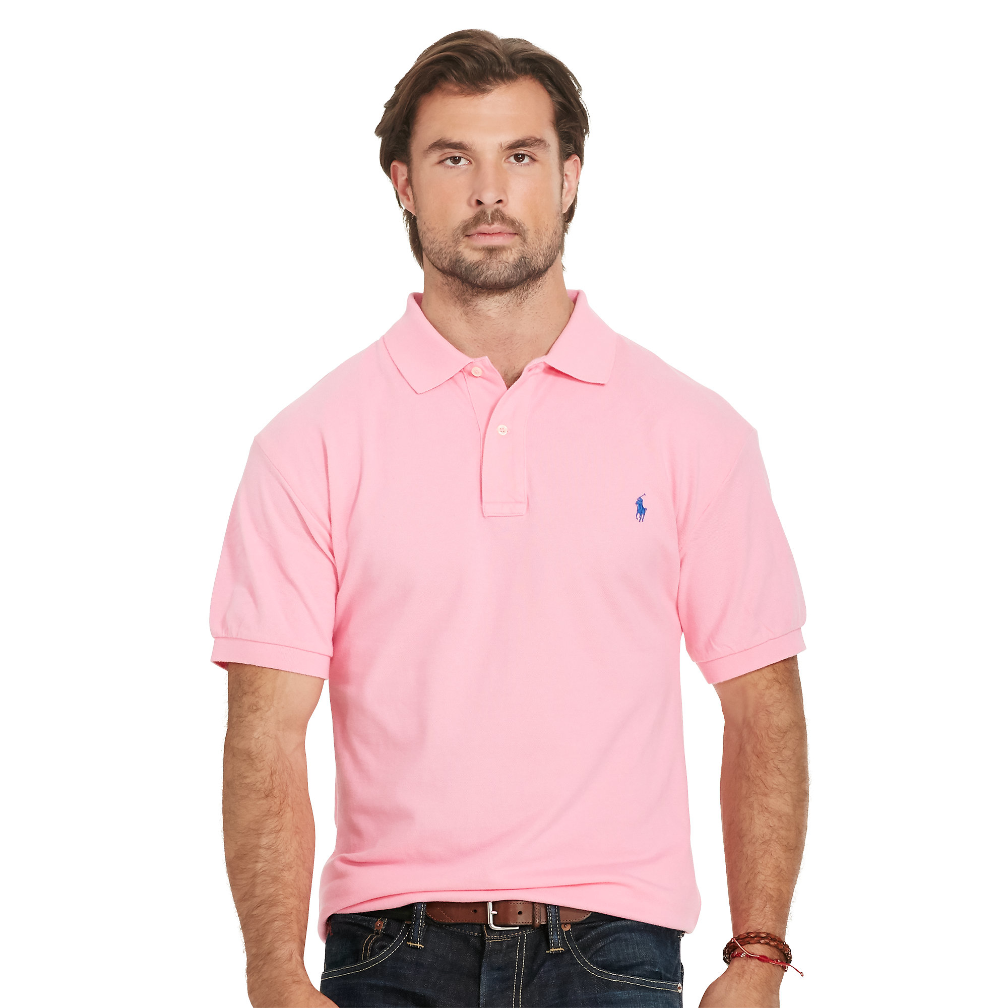 pink polo with jeans