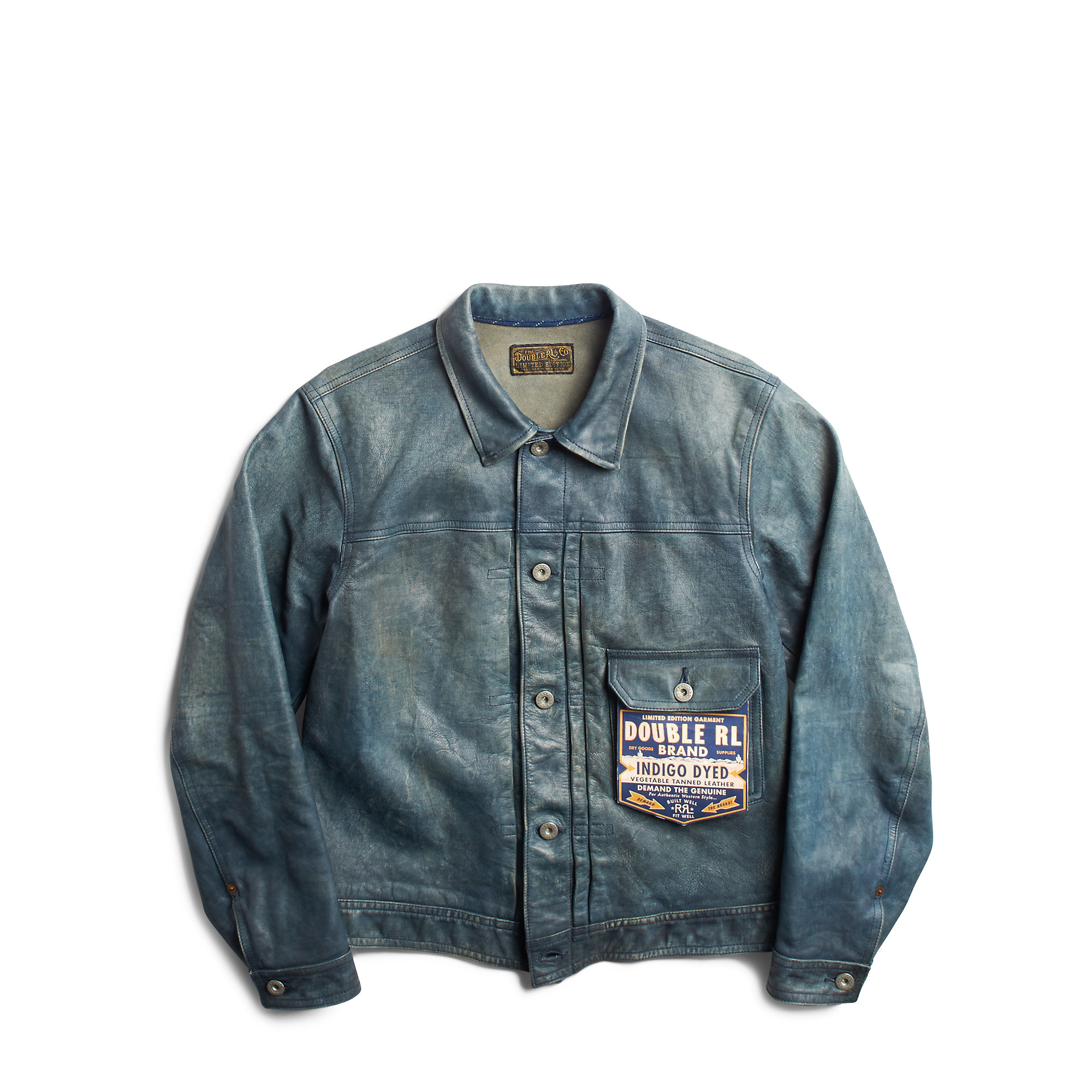 RRL Indigo-dyed Leather Jacket in Blue 
