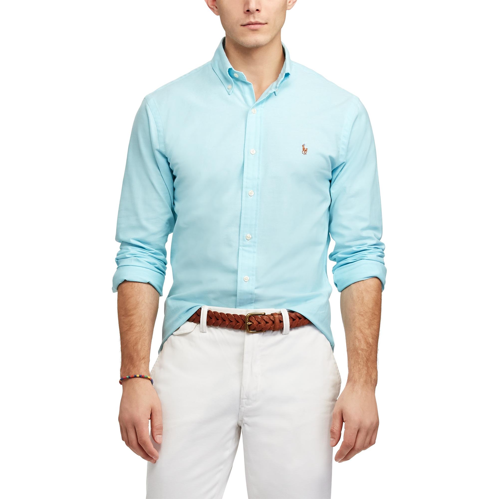 Ralph Lauren Cotton Slim Fit Stretch Oxford Shirt in Blue for Men - Lyst