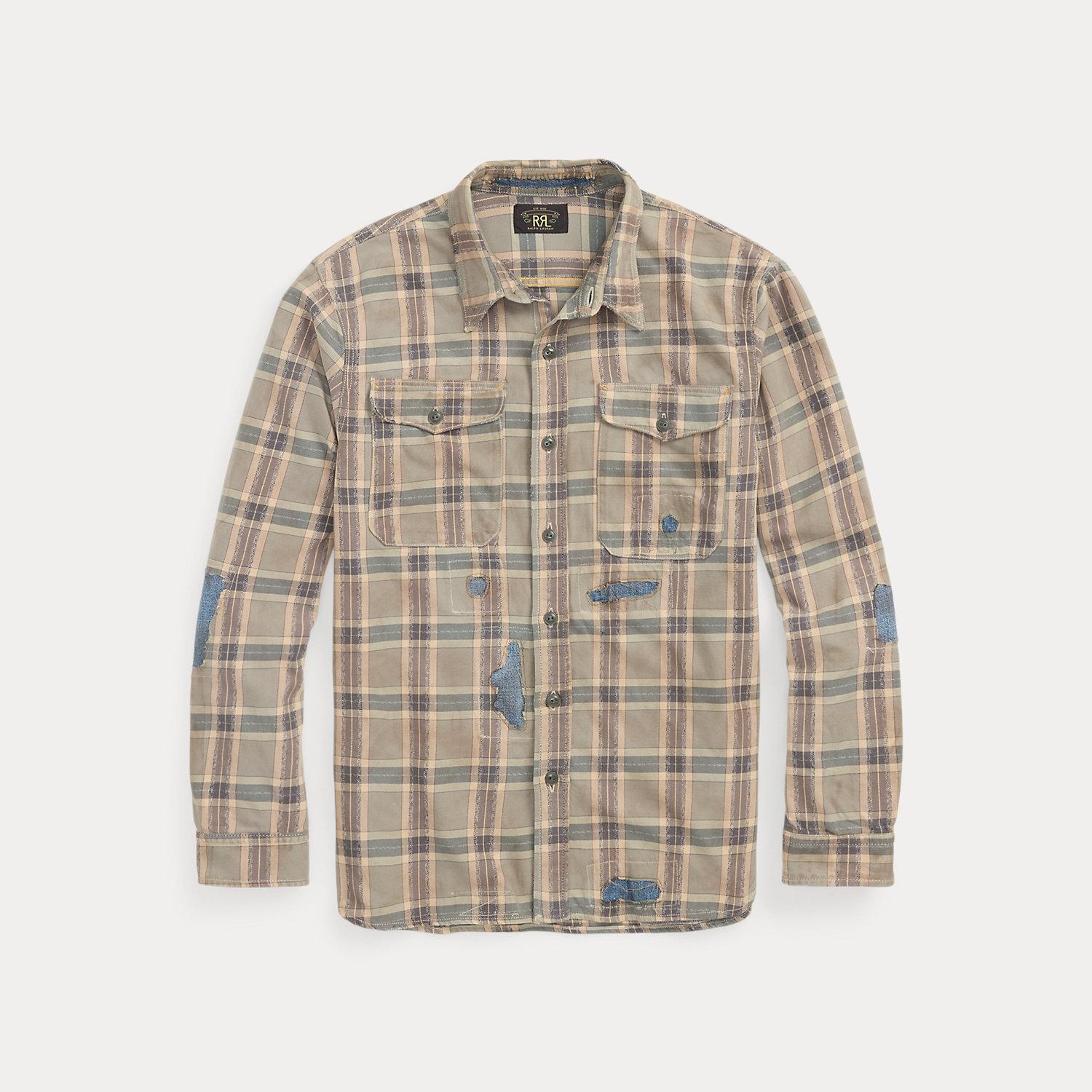 RRL Repaired Plaid Twill Workshirt in Natural for Men | Lyst UK