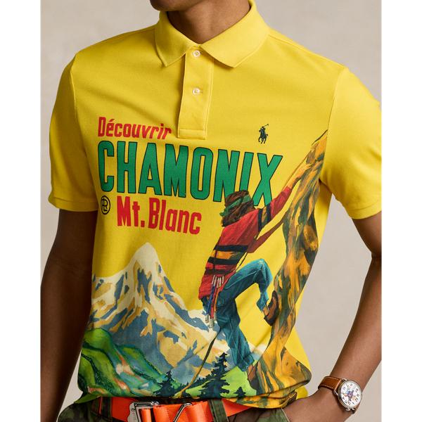 Polo Ralph Lauren Classic Fit Mesh Graphic Polo Shirt in Yellow