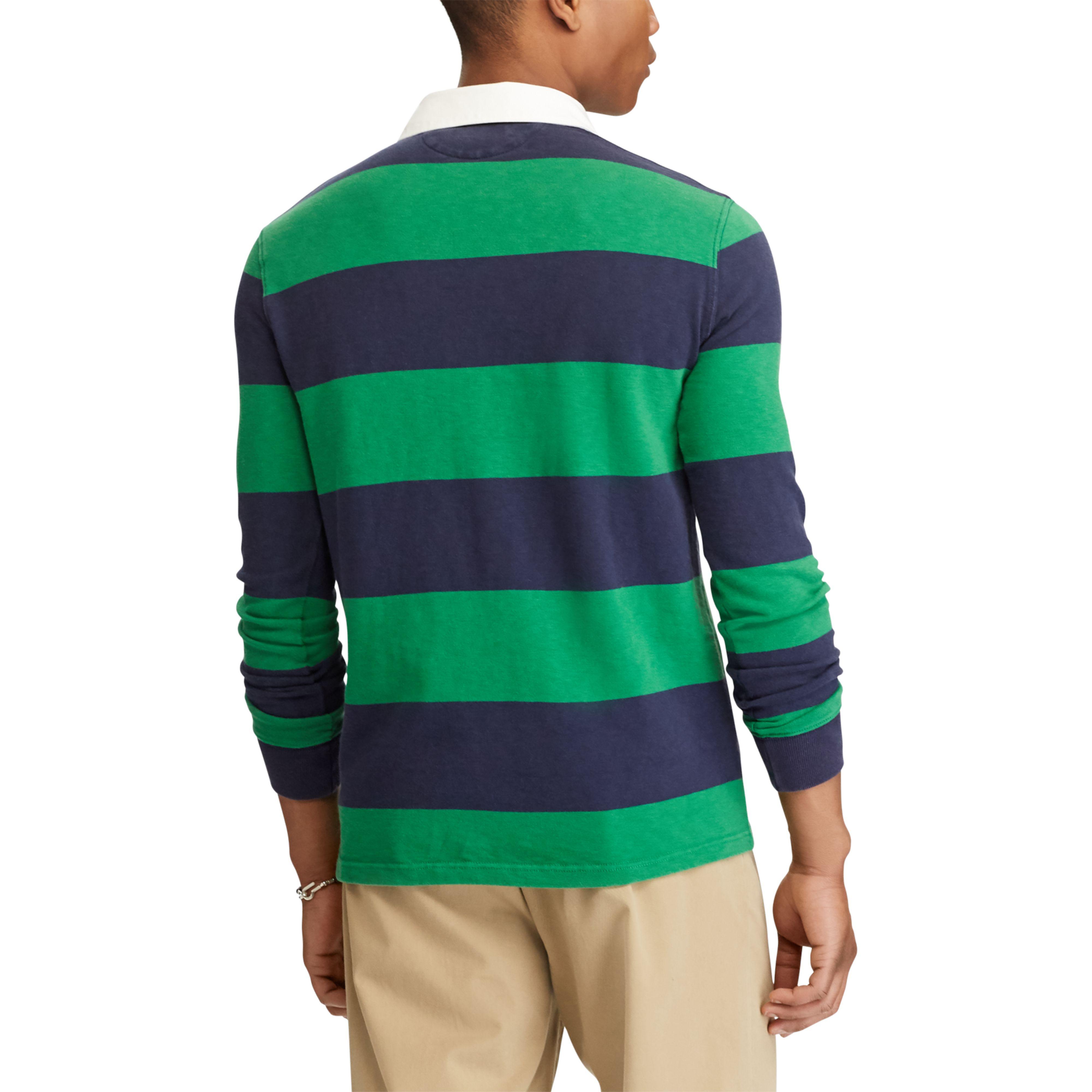Polo Ralph Lauren Rubber The Iconic Rugby Shirt in Green/French Navy