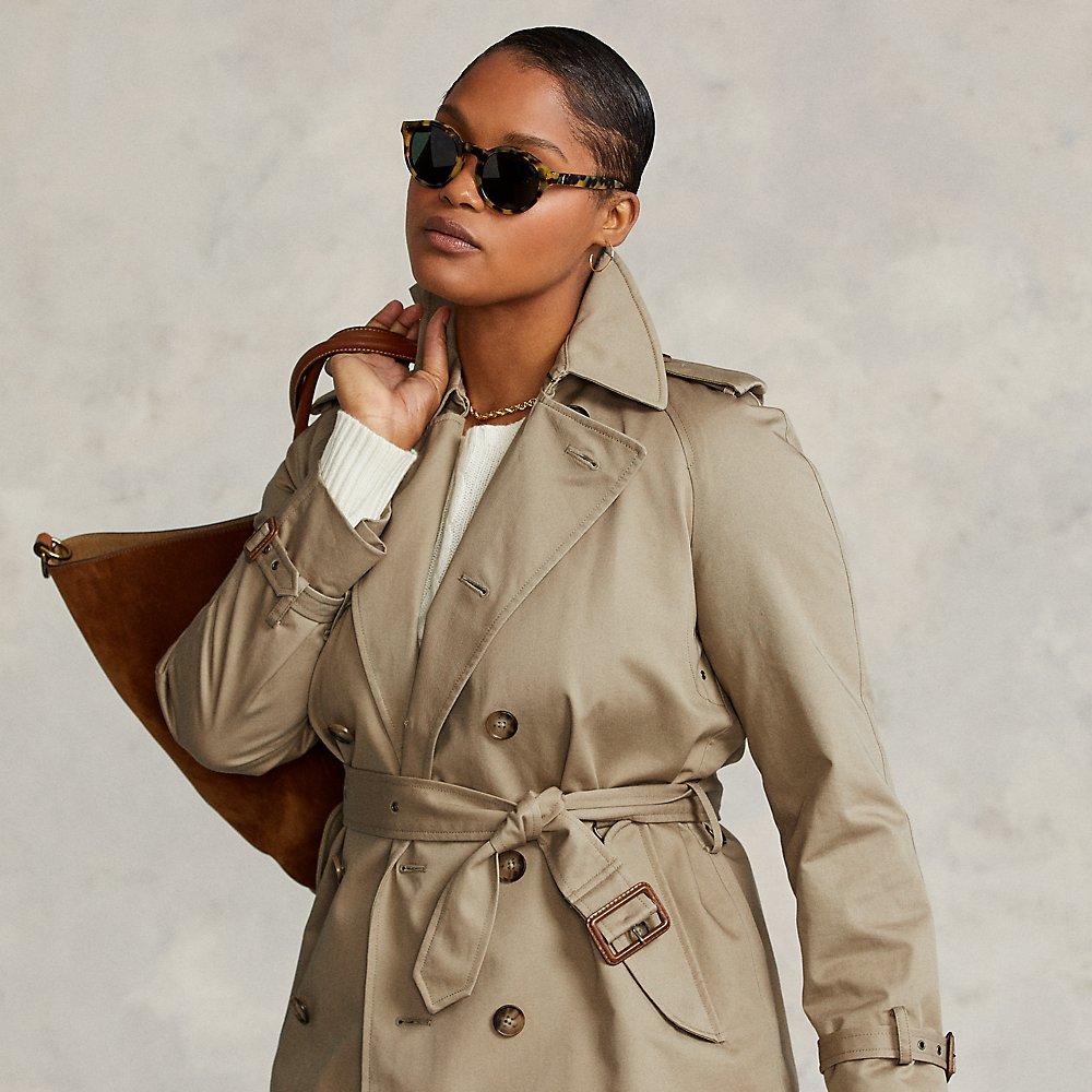 Ralph Lauren Twill Belted Trench Coat in Natural | Lyst