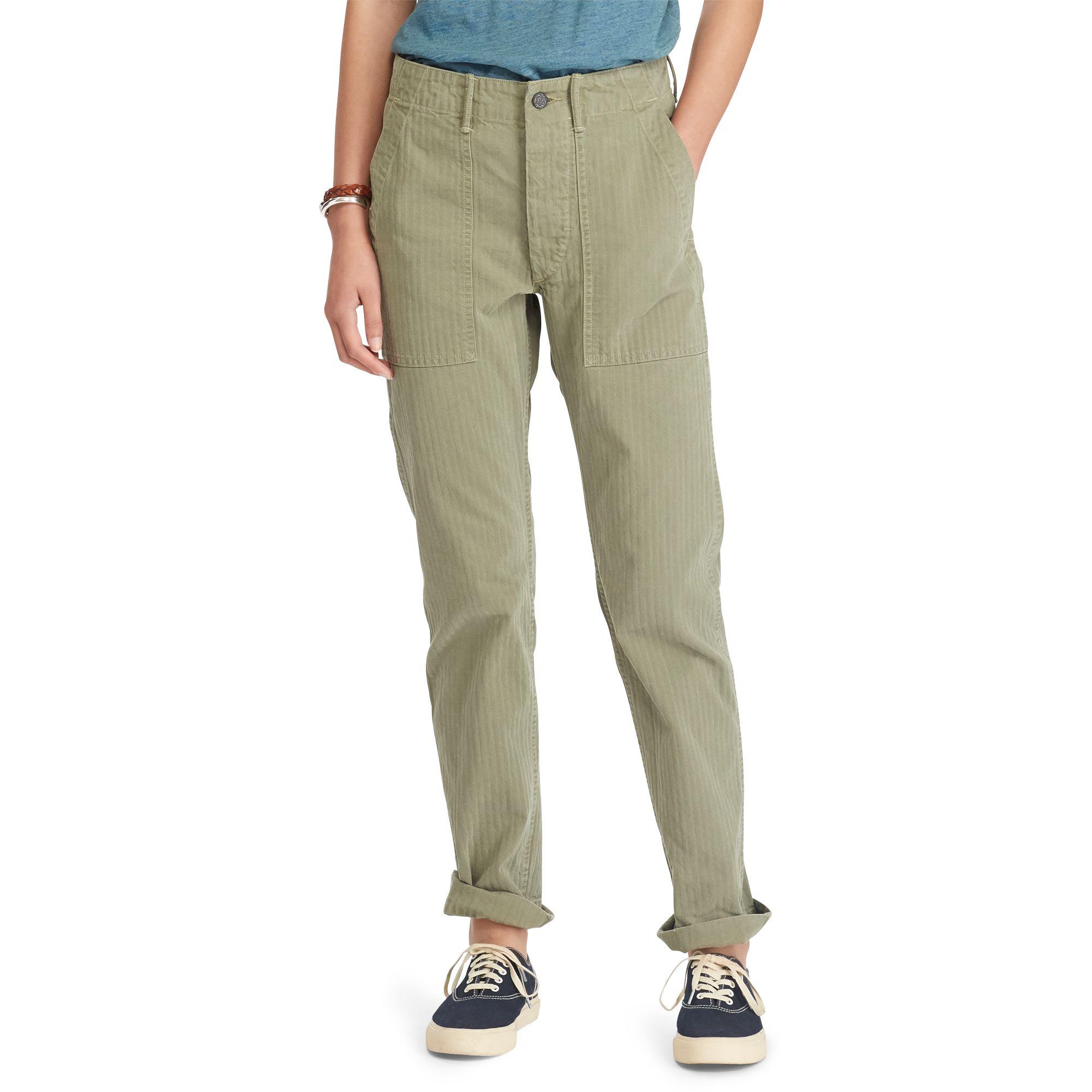 RRL Cotton Herringbone Army Pant in Green Lyst