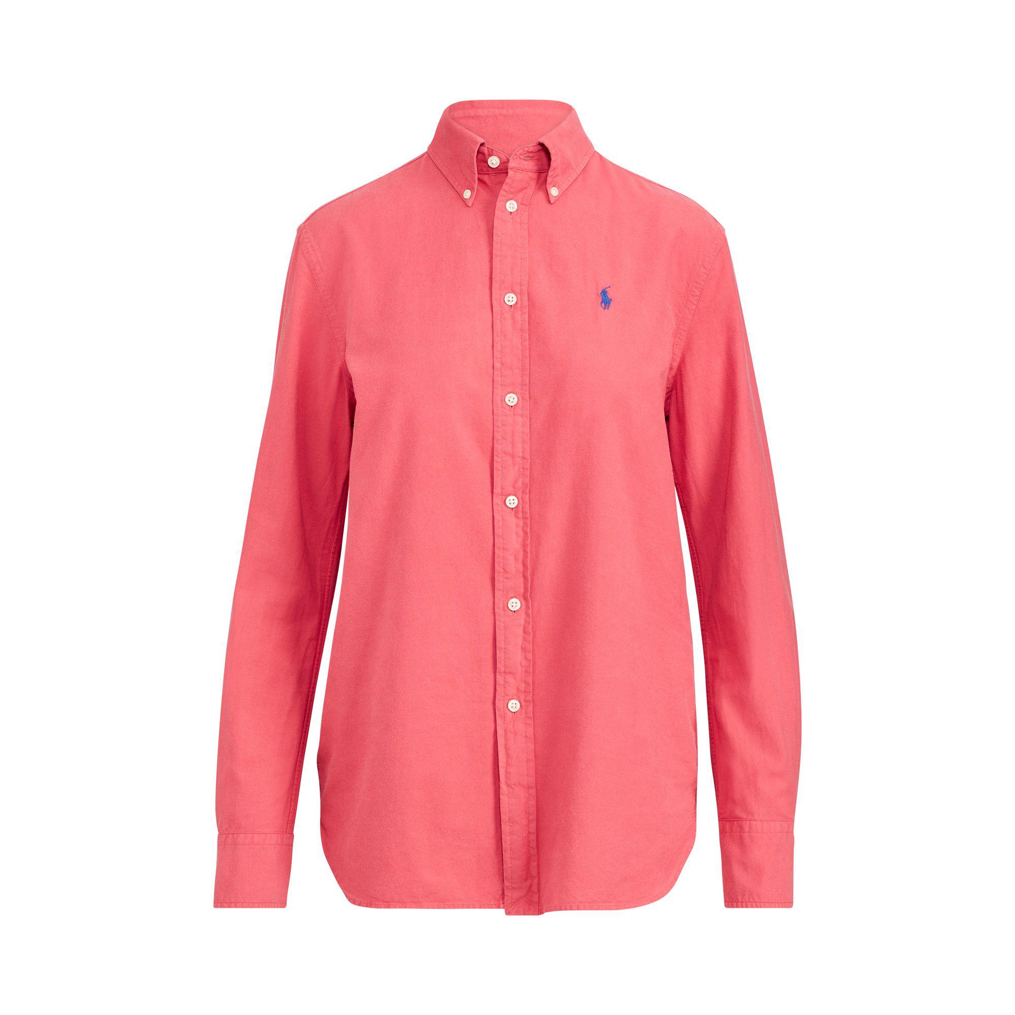 Polo Ralph Lauren Cotton Relaxed Fit Oxford Shirt in Red - Lyst