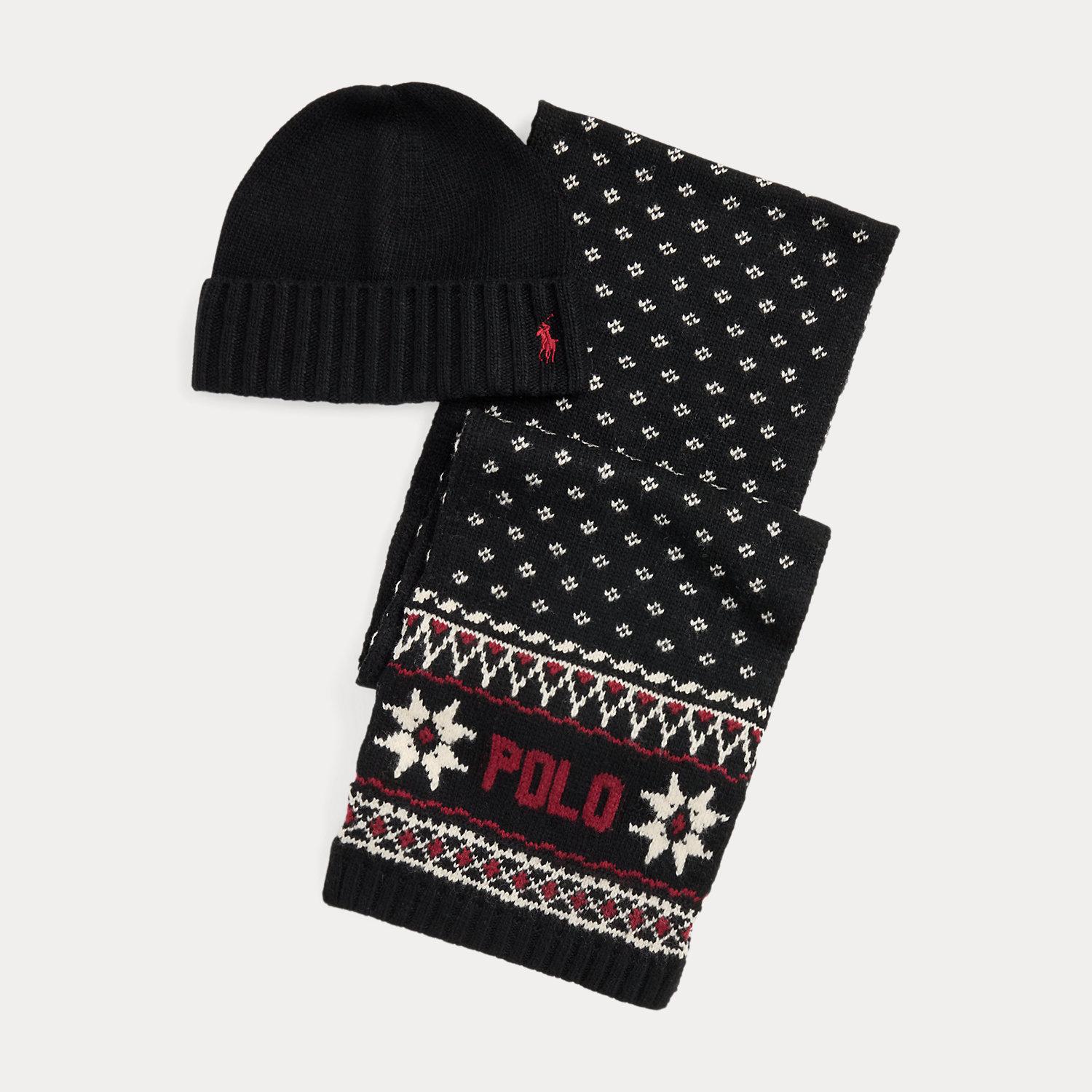 Ralph Lauren Snowflake Scarf Beanie Gift Set in Black for Men Lyst