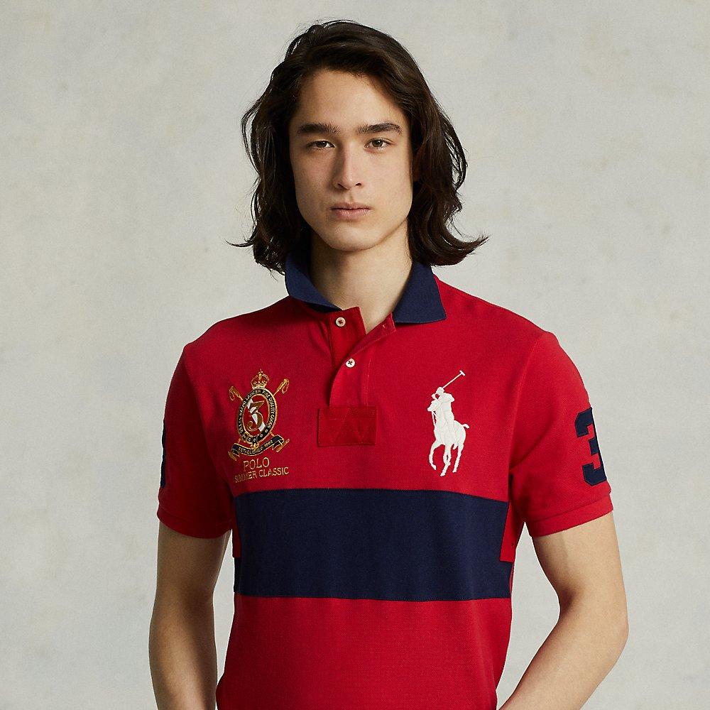 Ralph Lauren Custom Slim Fit Big Pony Mesh Polo Shirt in Red for Men | Lyst