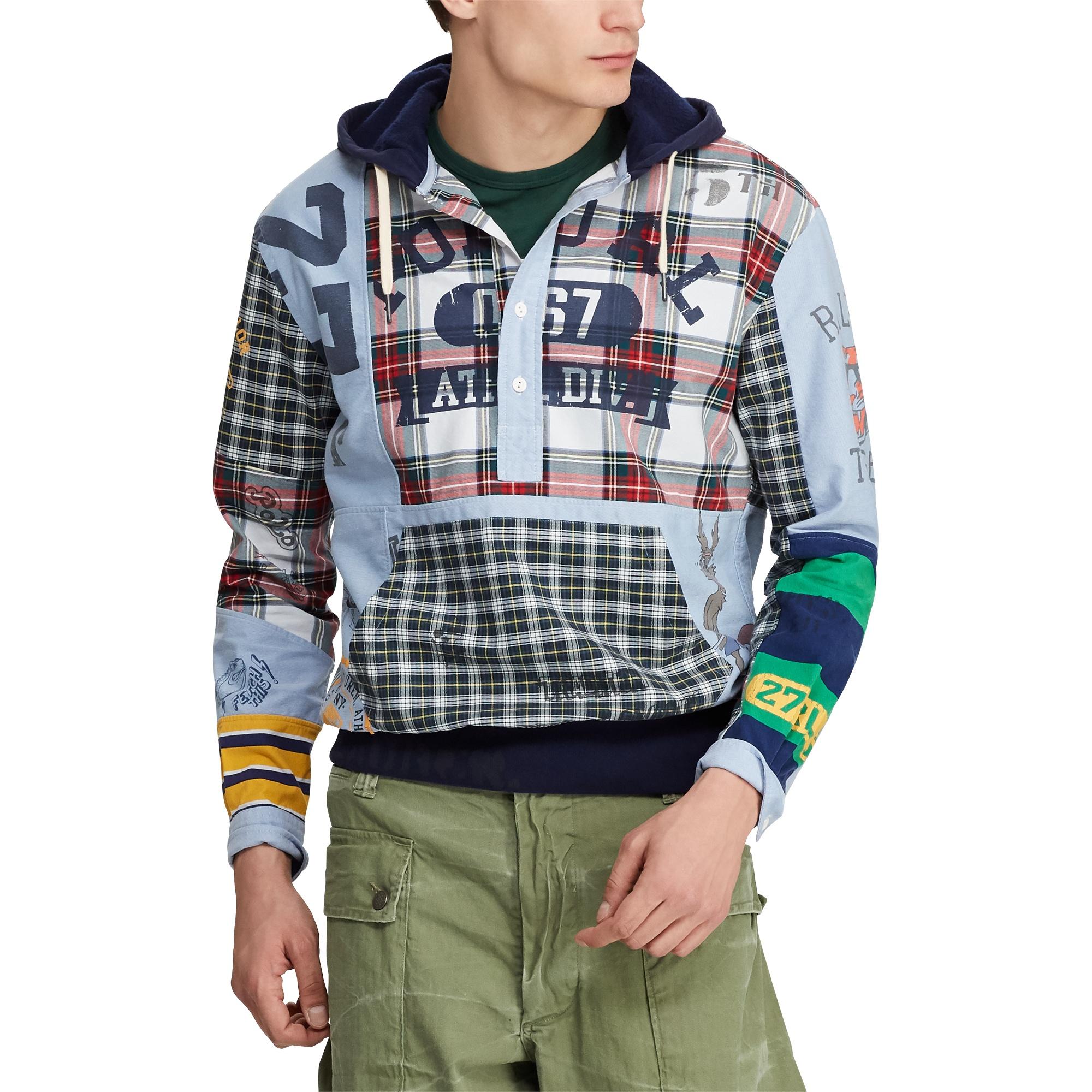 patchwork hoodie polo