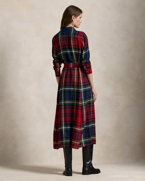 ralph lauren belted plaid cotton-blend dress Ralph Lauren Women's Plaid Cotton Twill Shirtdress