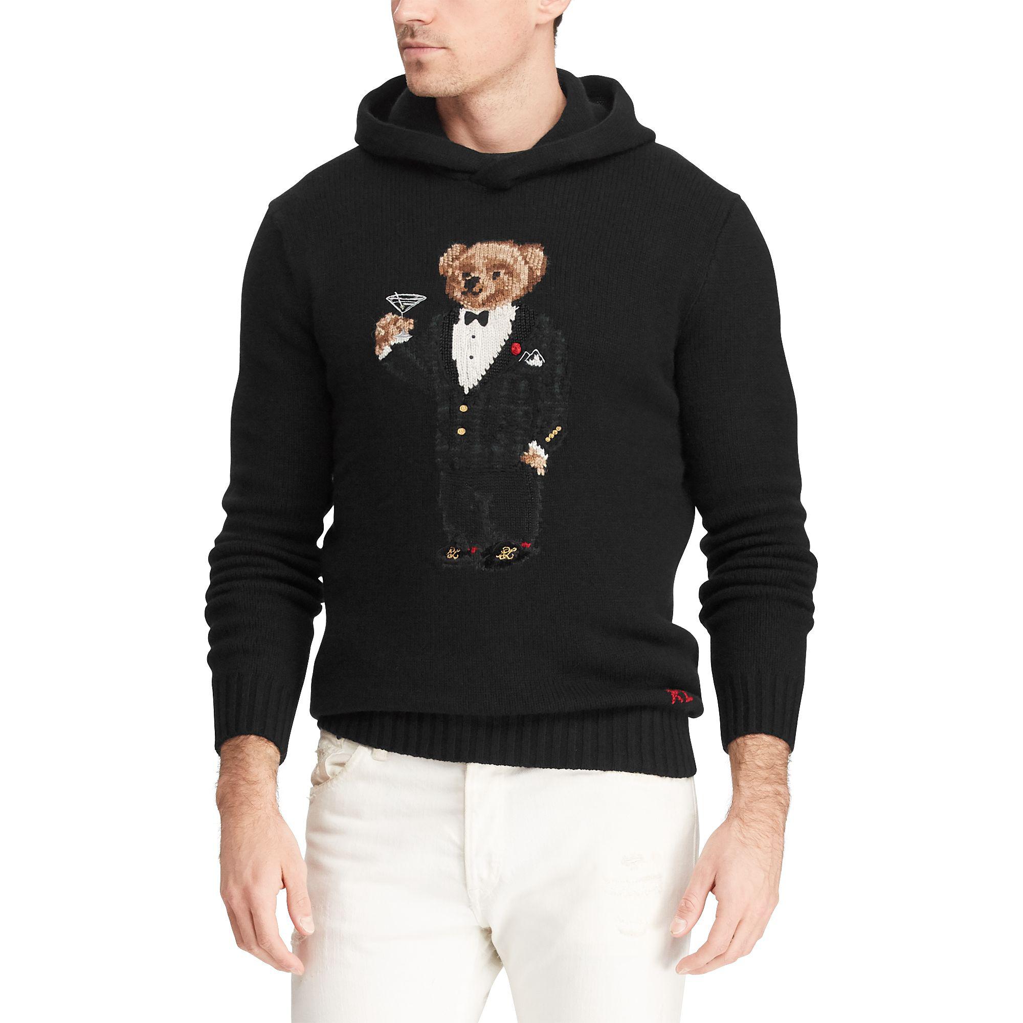 polo bear black hoodie