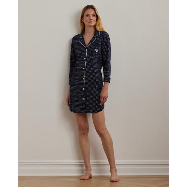Ralph Lauren Polka dot Cotton Jersey Sleep Shirt in Blue Lyst UK