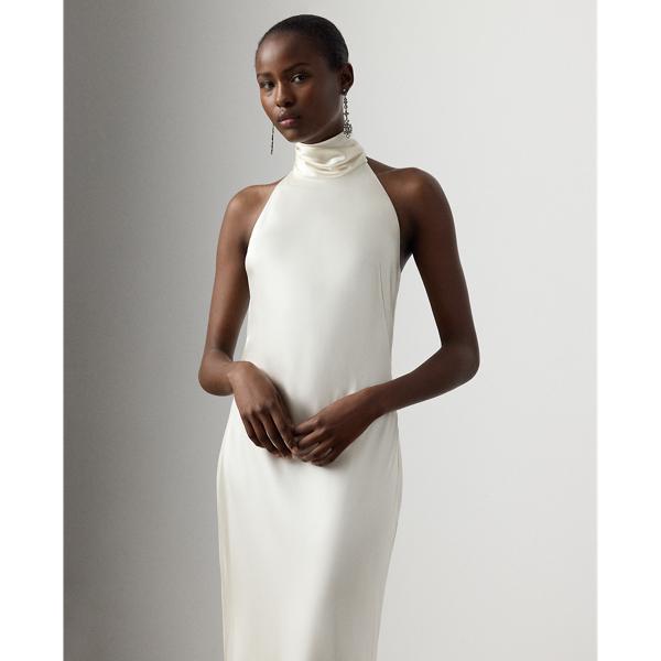 chilton stretch satin evening dress Ralph Lauren Collection Chilton Stretch-Satin Halter Gown
