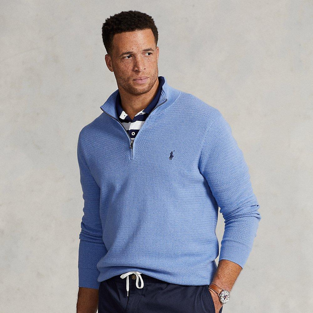 guide Emigrere åbning Polo Ralph Lauren Textured Cotton Quarter-zip Jumper in Blue for Men | Lyst