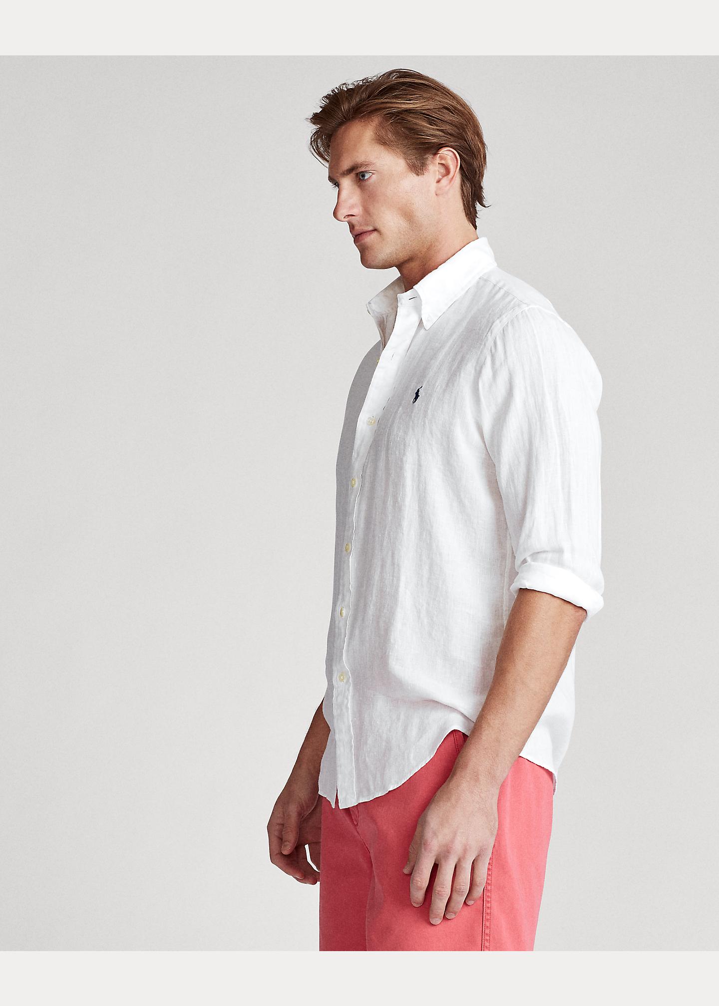 Polo Ralph Lauren Custom Fit Linen Shirt in White for Men | Lyst UK