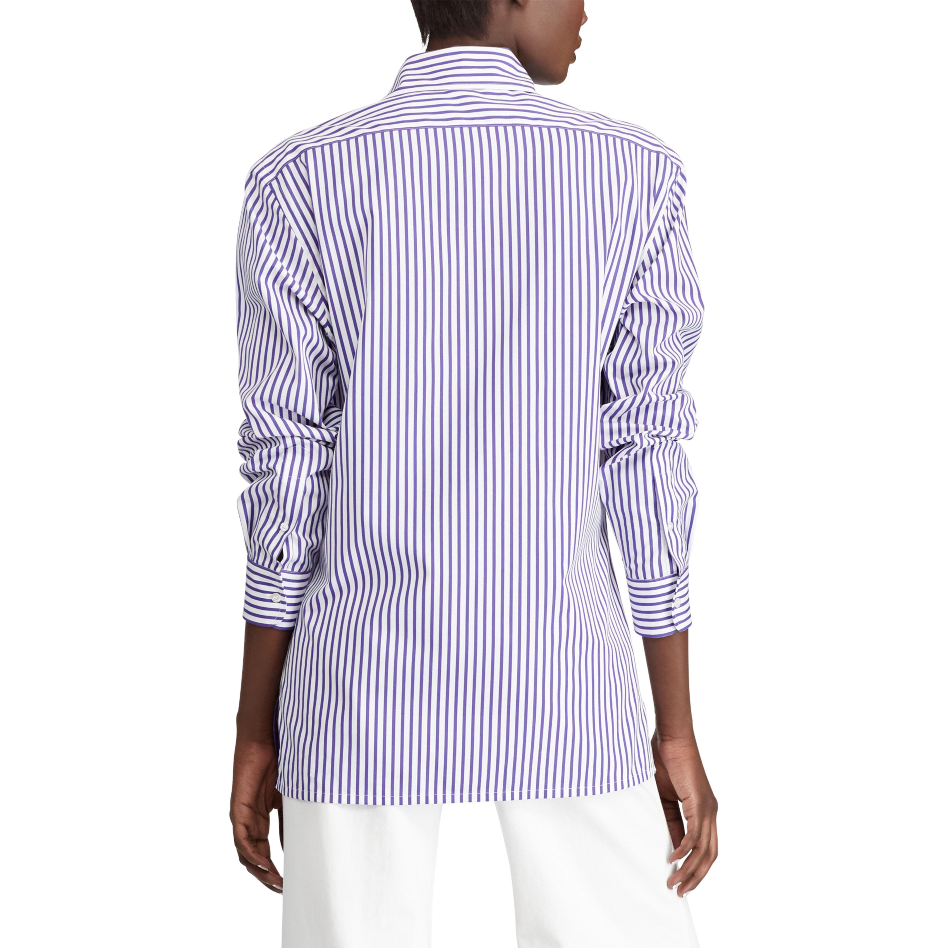 Lyst - Ralph lauren Capri Striped Cotton Shirt in Purple