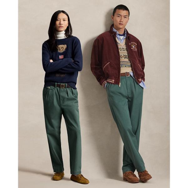 Polo Ralph Lauren Whitman Relaxed Fit Pleated Trouser in Green for