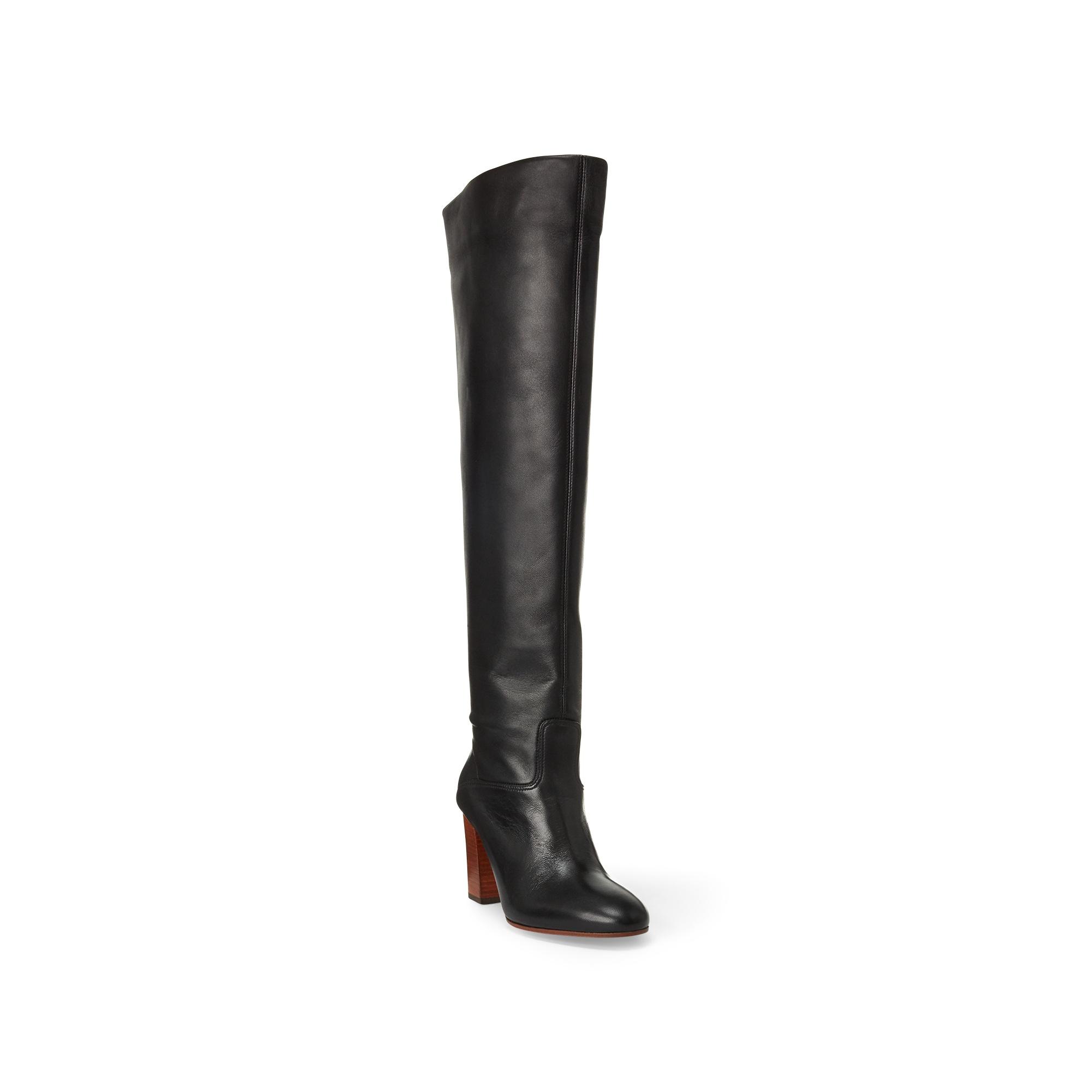 ralph lauren black knee high boots