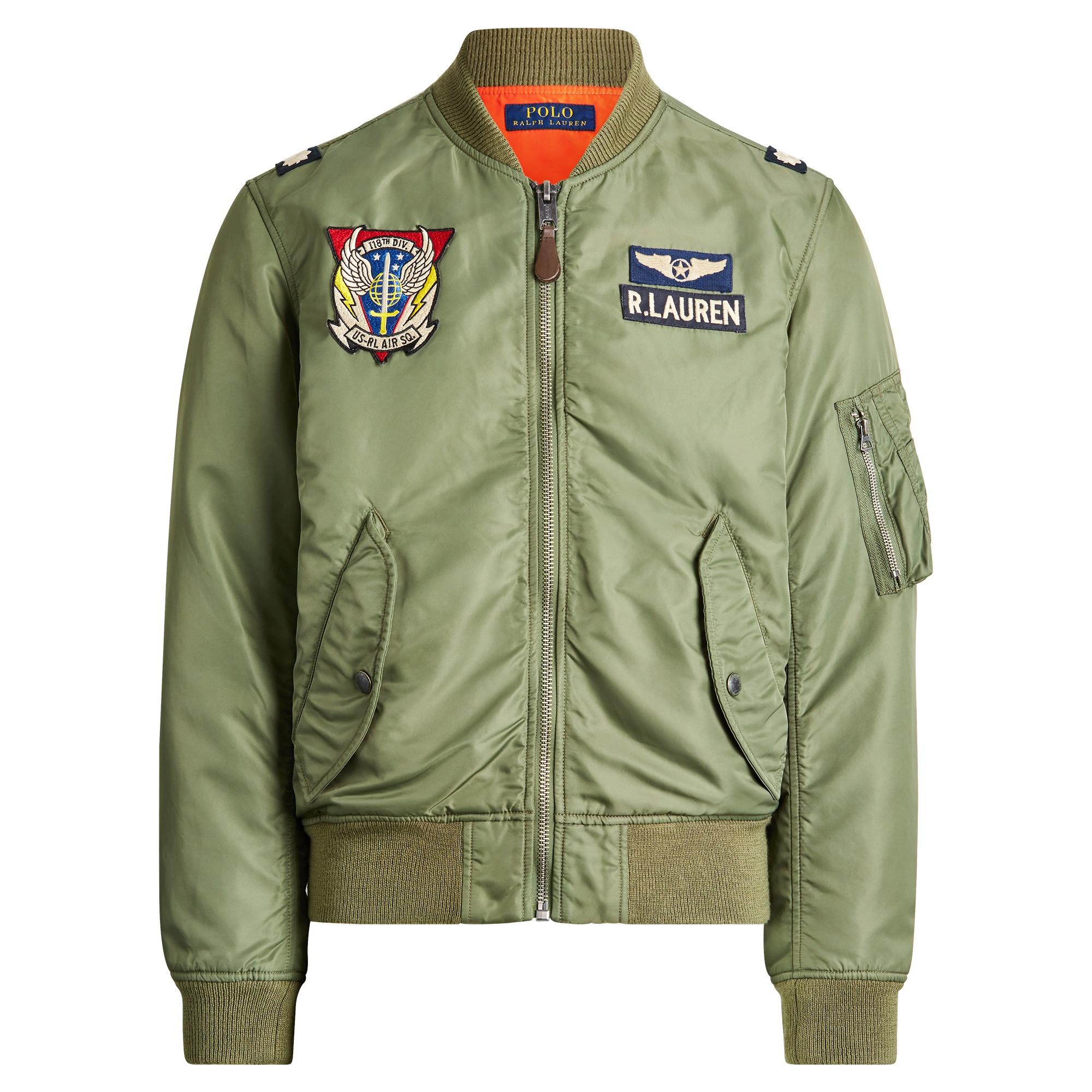 Polo Ralph Lauren Leather Twill Bomber Jacket in Green for Men - Lyst