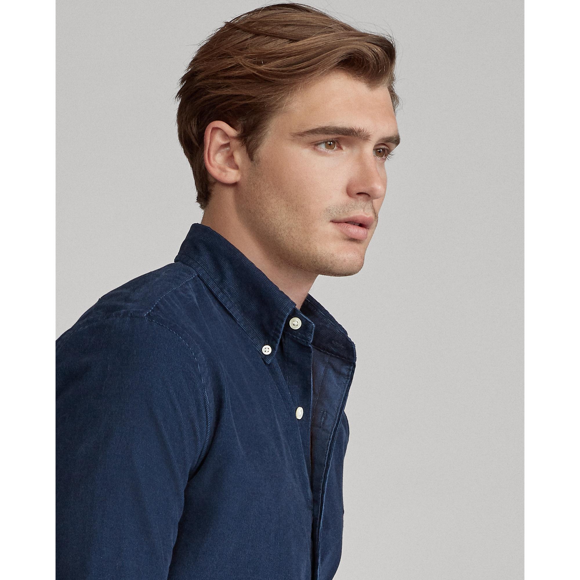 Polo Ralph Lauren Custom Fit Corduroy Shirt In Blue For Men
