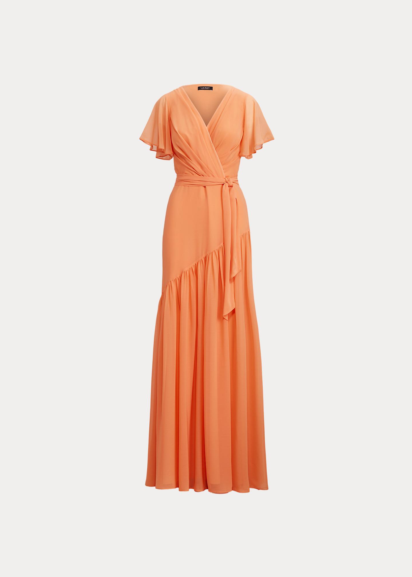 Ralph Lauren Crinkled Gown in Orange Lyst UK