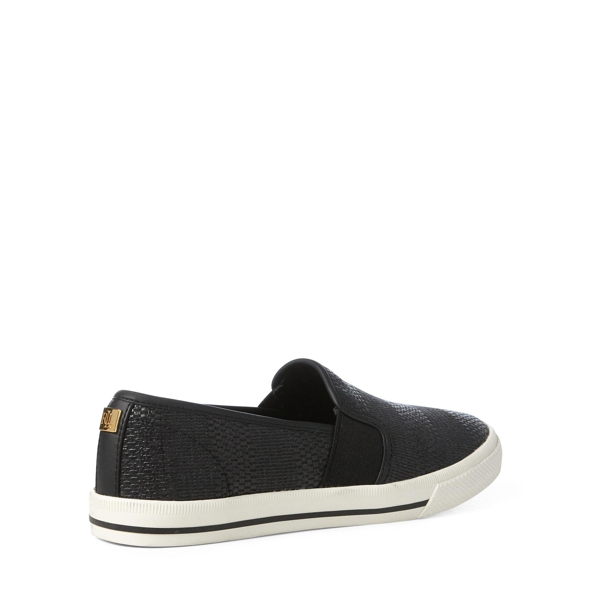 ralph lauren black slip on sneakers