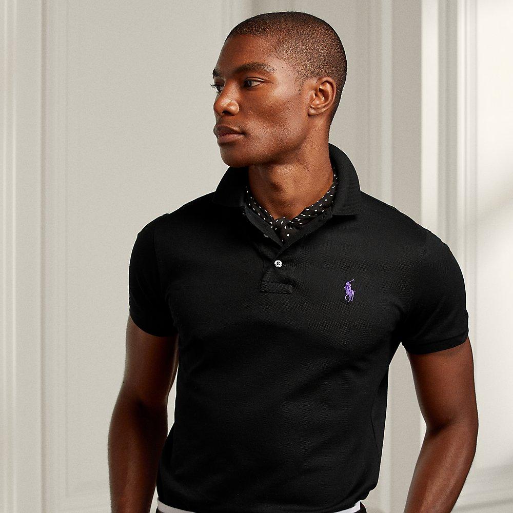 Ralph Lauren Purple Label Custom-fit Piqué Polo Shirt in Black for Men |  Lyst