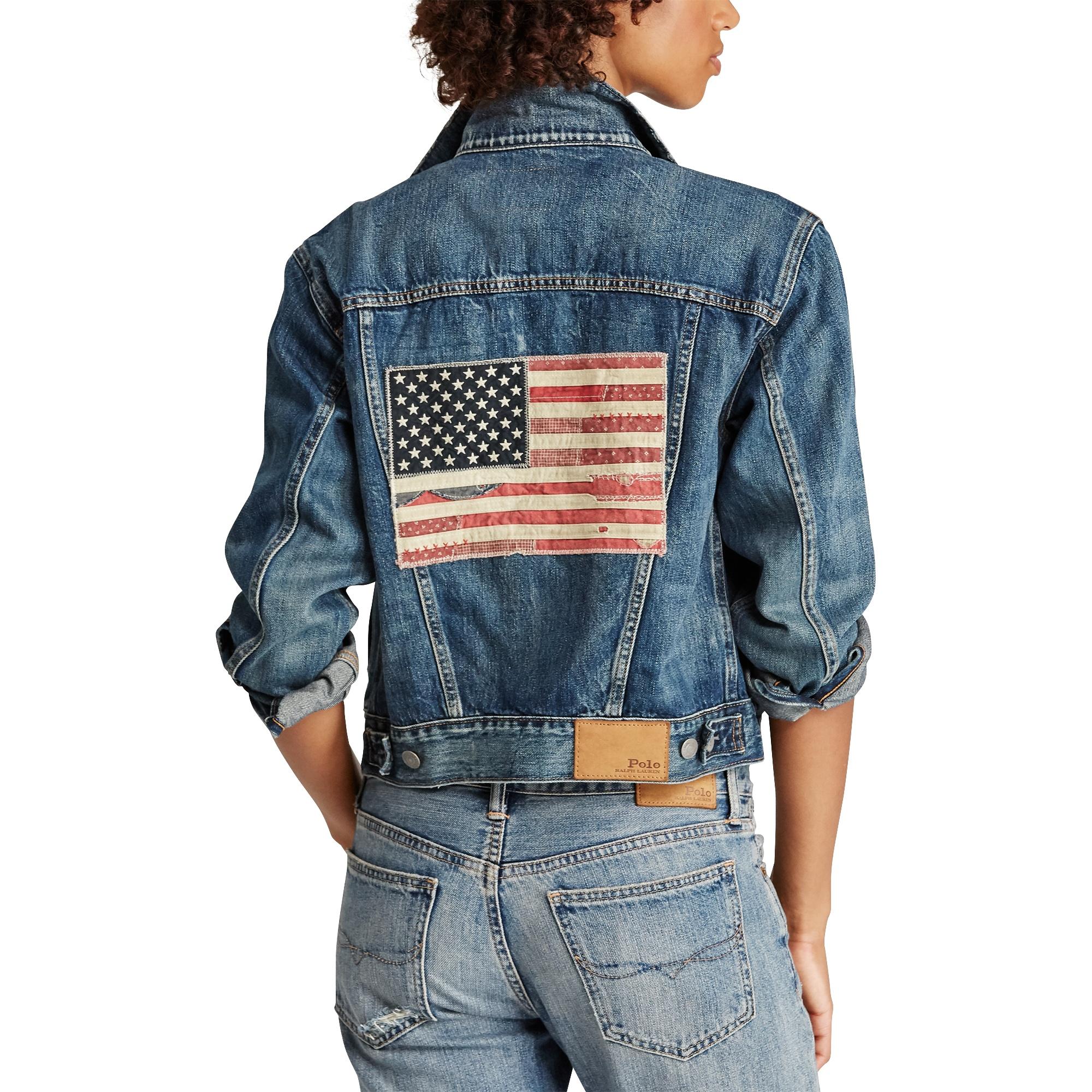 polo jean jacket with american flag