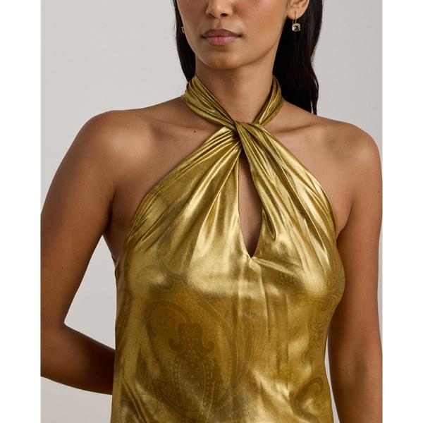 ralph lauren metallic halter dress Lauren Ralph Lauren Women's Halter Neck Long Dress