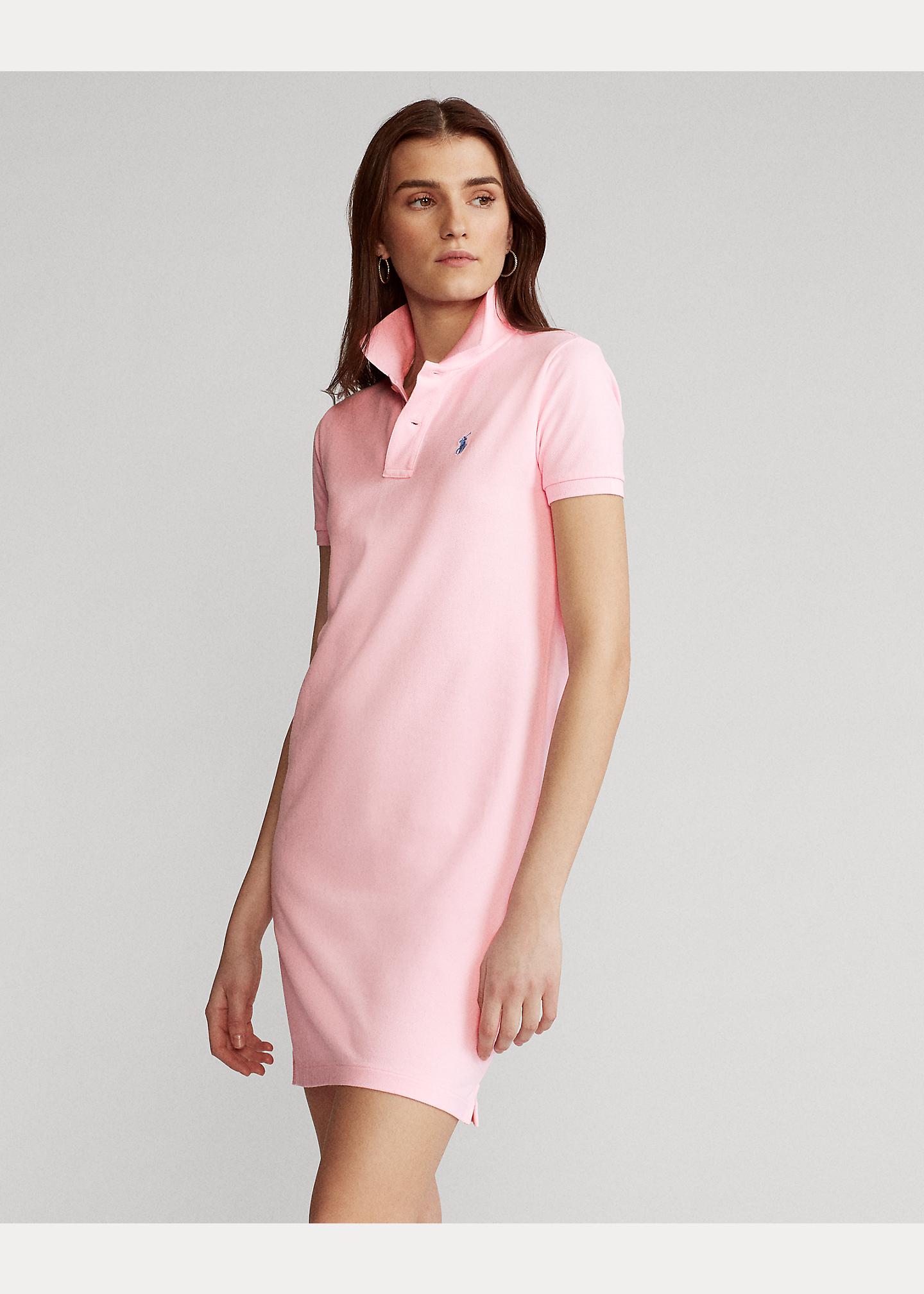 Polo Ralph Lauren Cotton Mesh Polo Dress in Pink | Lyst UK