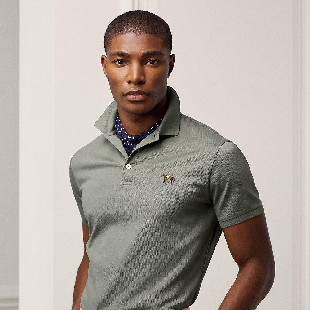 Ralph Lauren Purple Label Cotton Ralph Lauren Custom Fit Piqué Polo Shirt in Gray for Men Lyst